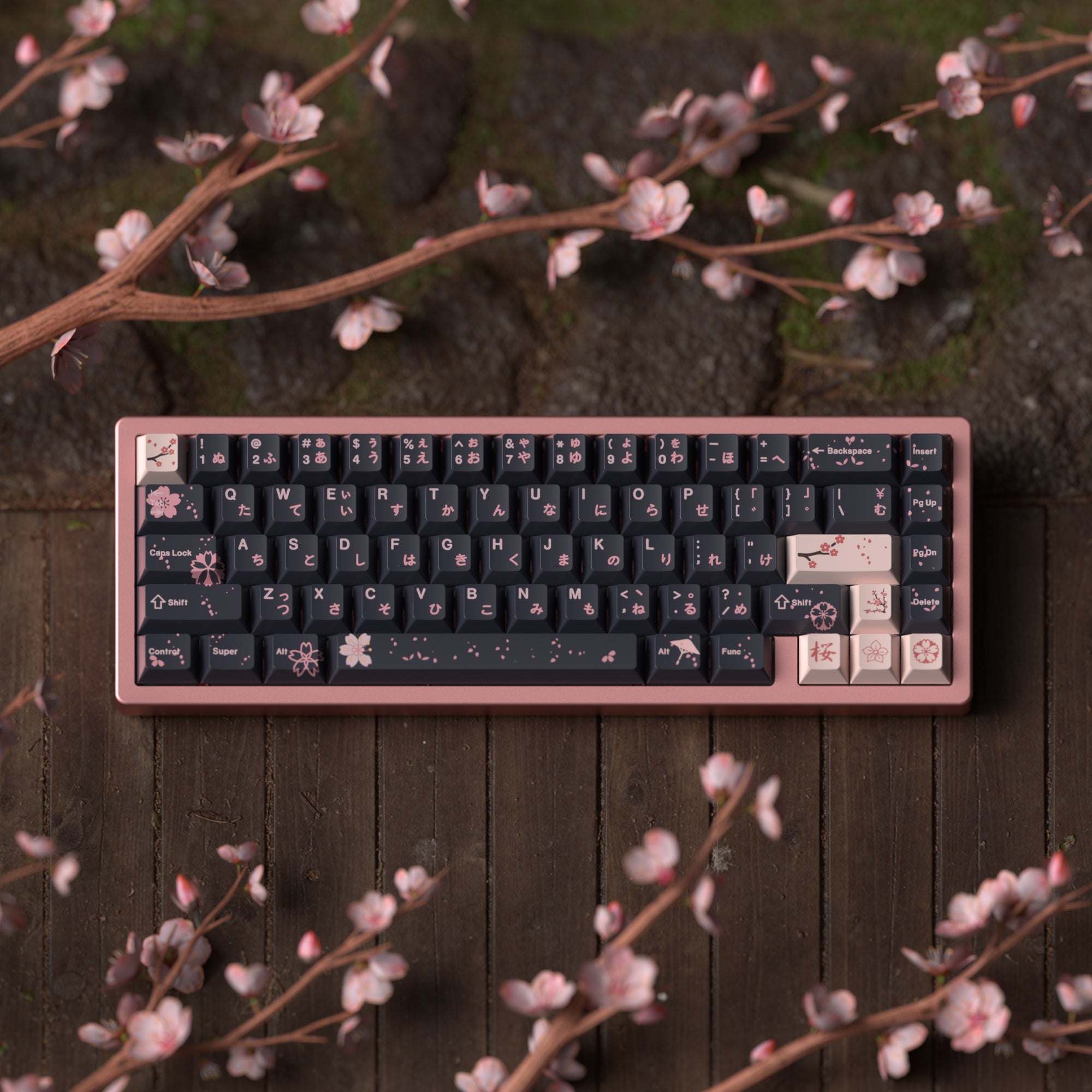 JKDK Midnight Sakura Blossom Profile PBT Keycap Set