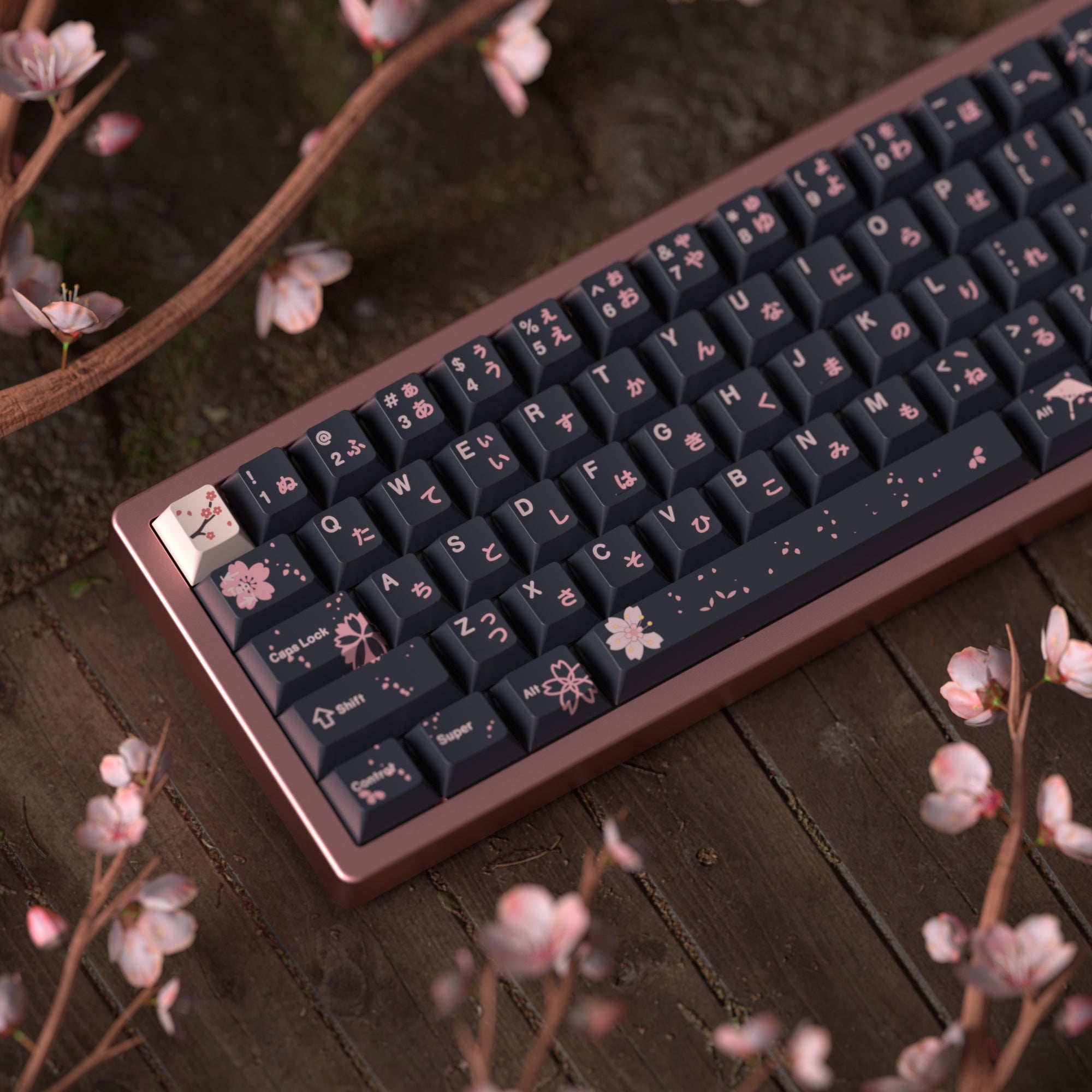 JKDK Midnight Sakura Blossom Profile PBT Keycap Set