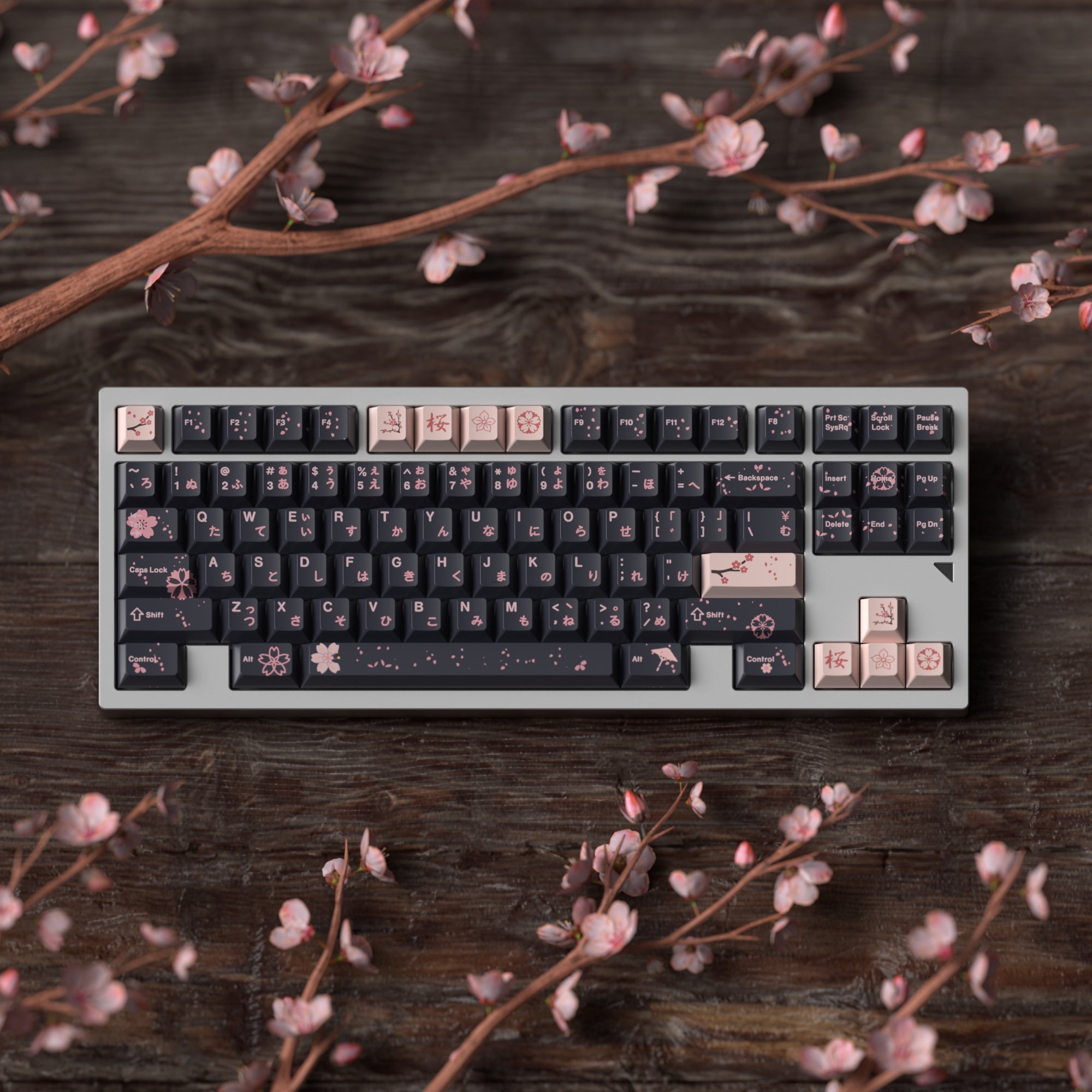 JKDK Midnight Sakura Blossom Profile PBT Keycap Set