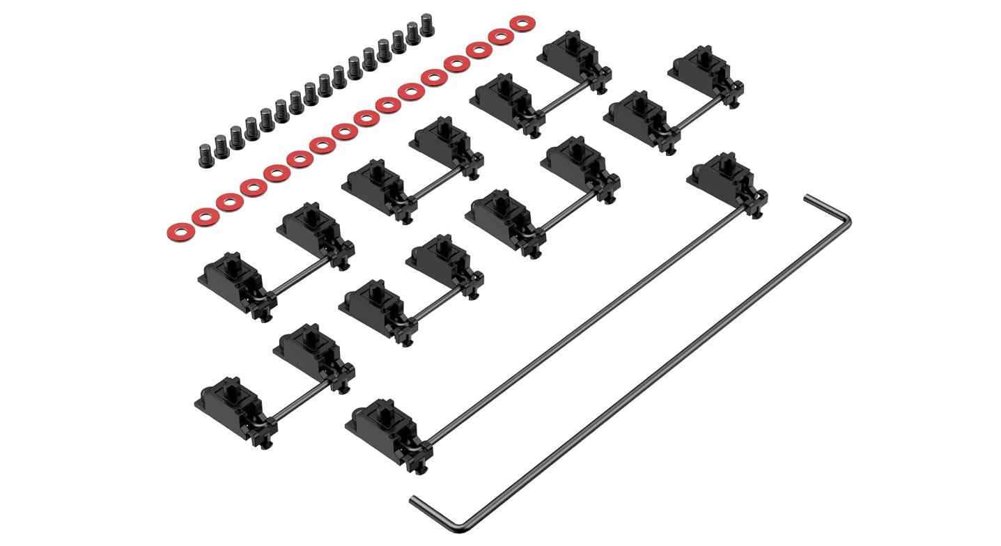Stabilizer V3, Screw in Stabilizers with 2u 6.25u 7u Wires, PCB Mount Keyboard Stabilizers for Mechanical Keyboards (V3 Nero 100% Kit)