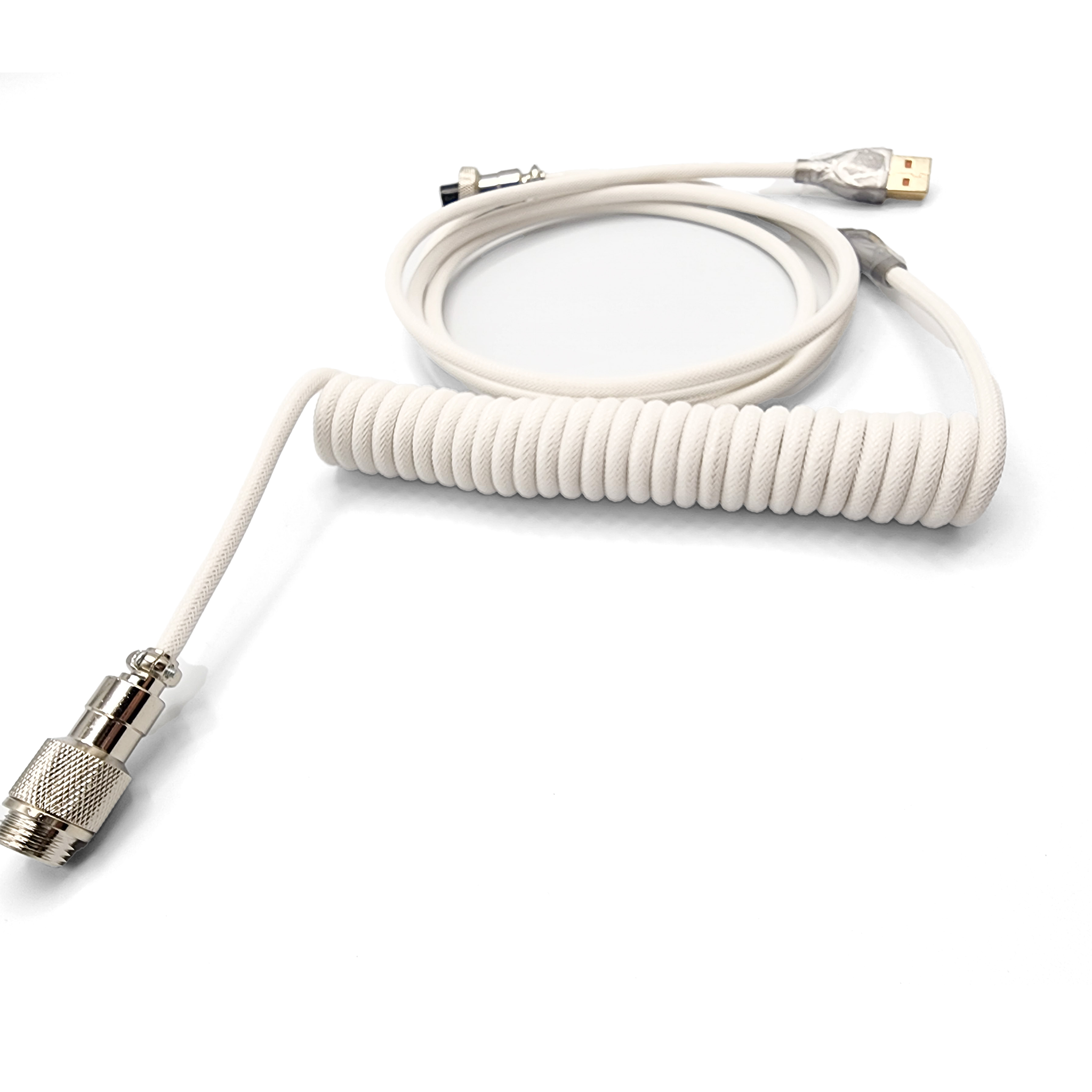Custom Coiled Aviator Artisan USB-C Cable (White and Black)