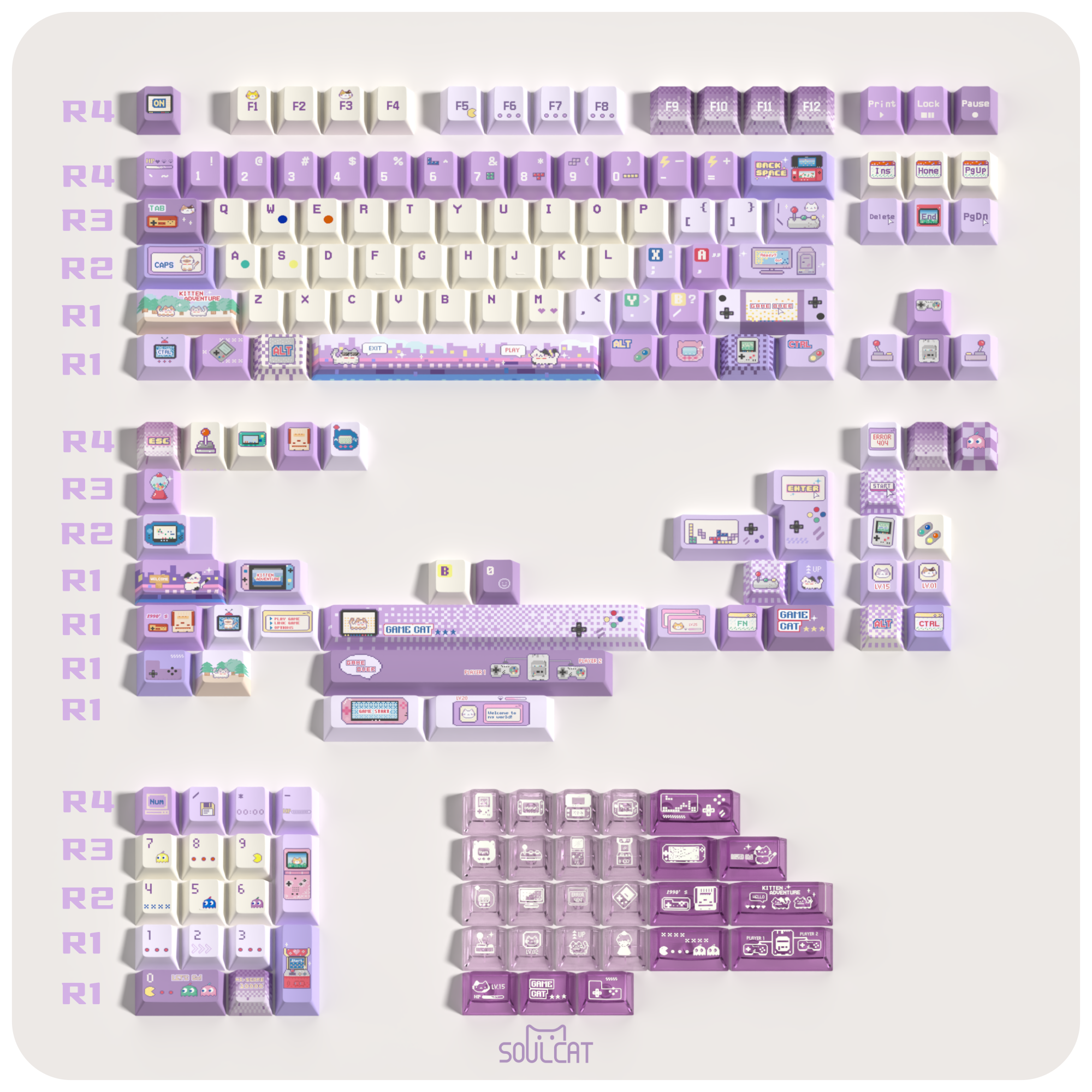 Soulcat Meow Meow Keycap - PBT Cherry Profile All in One Set