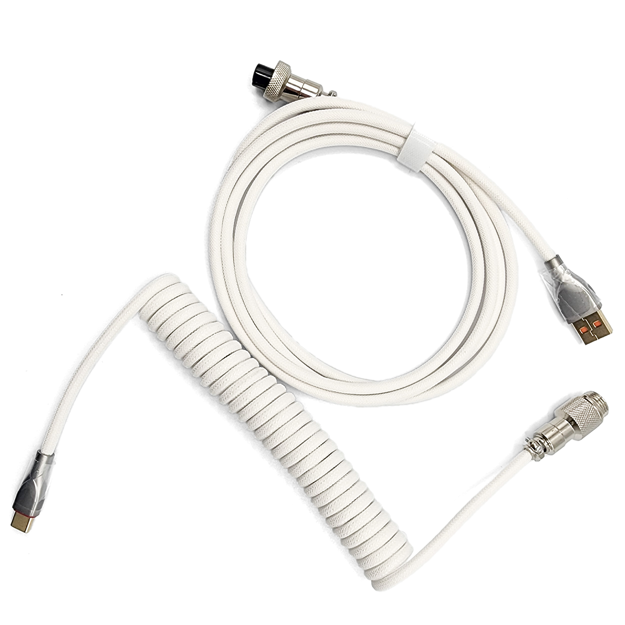 Custom Coiled Aviator Artisan USB-C Cable (White and Black)