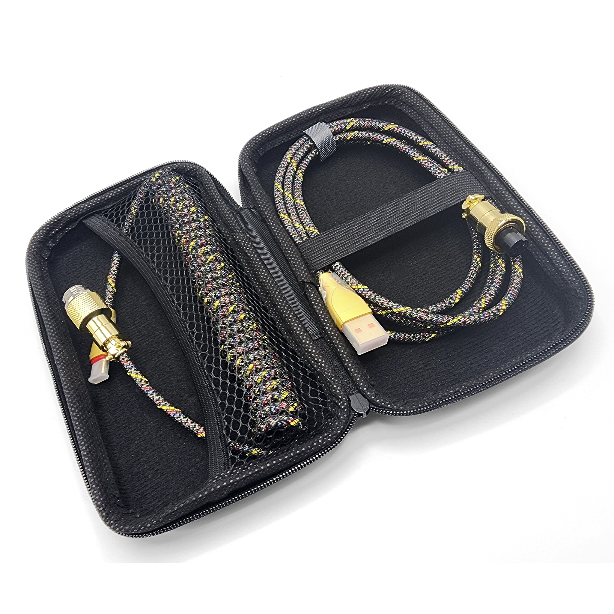 Obsidian Gold Custom Coiled Aviator Artisan USB-C Cable (Cable Pouch Included)