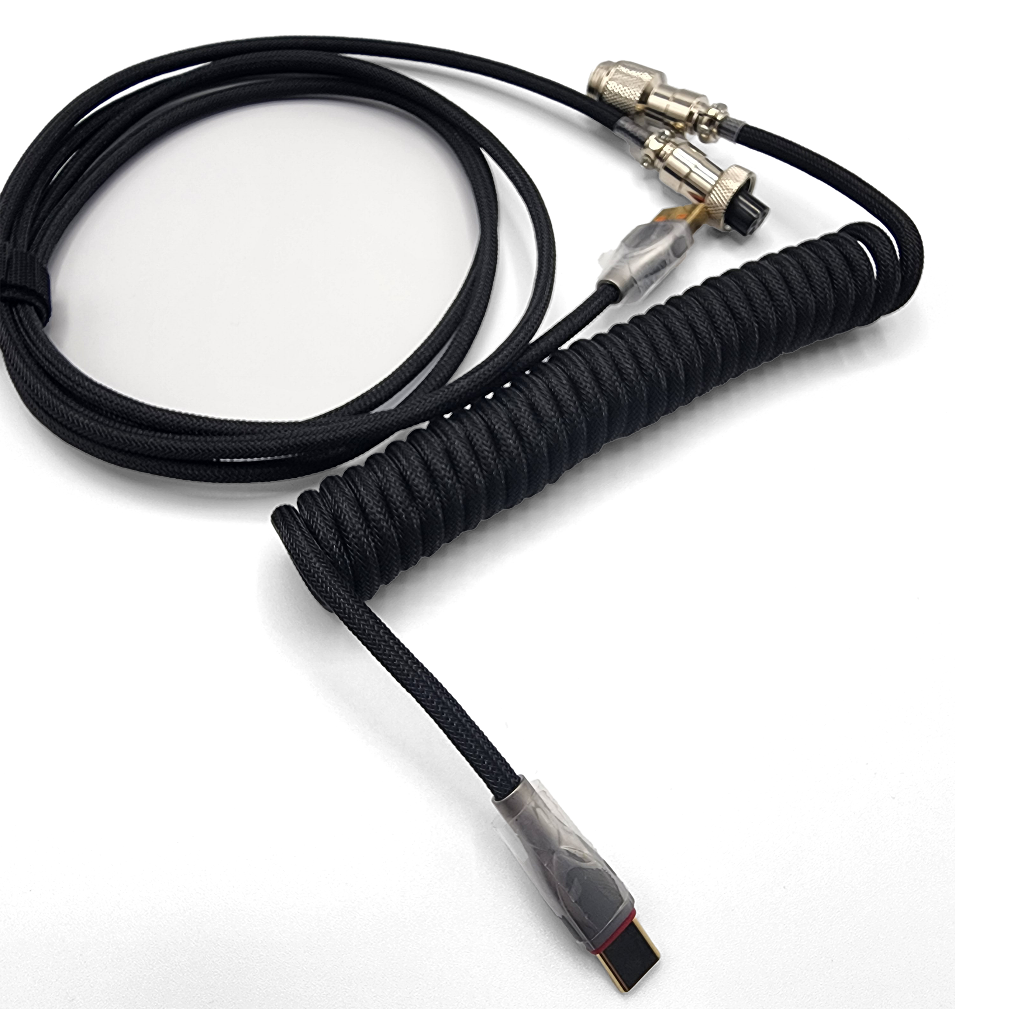 Custom Coiled Aviator Artisan USB-C Cable (White and Black)