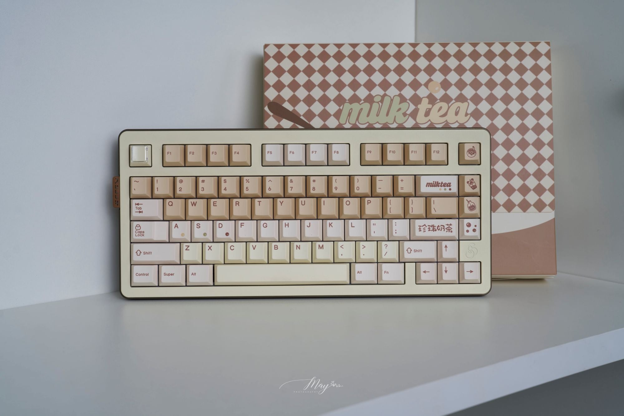 Qwertykeys QK Pearl Milk Tea Keycap Set – Cherry Profile PBT Dye-Sub Keycaps