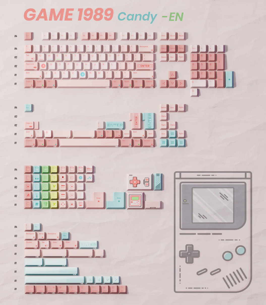 80Retros Game 1989 Candy Keycaps – Cherry Profile, Dye-Sublimated PBT