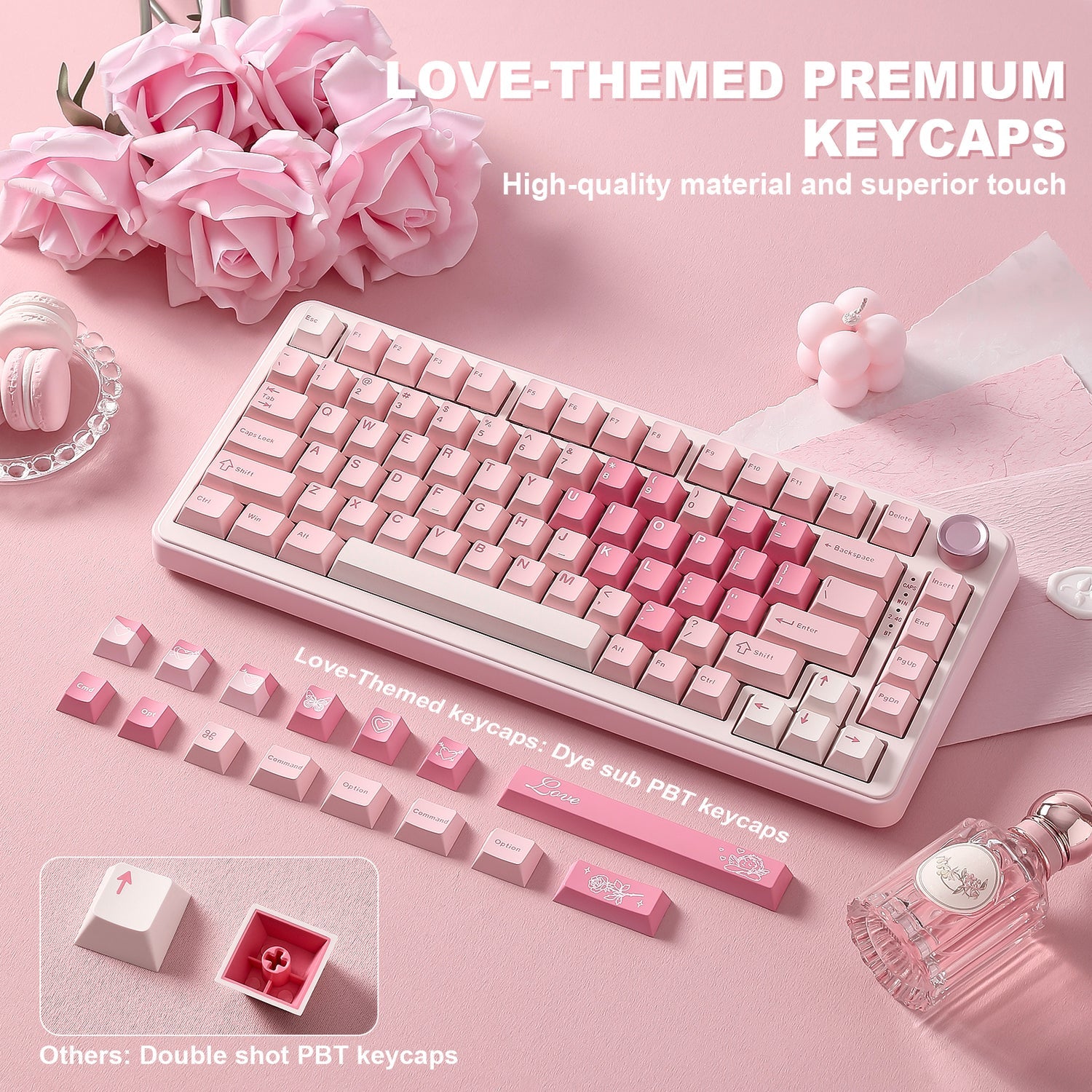 YUNZII B75 Pro Pink Wireless Mechanical Keyboard – 75% with Knob