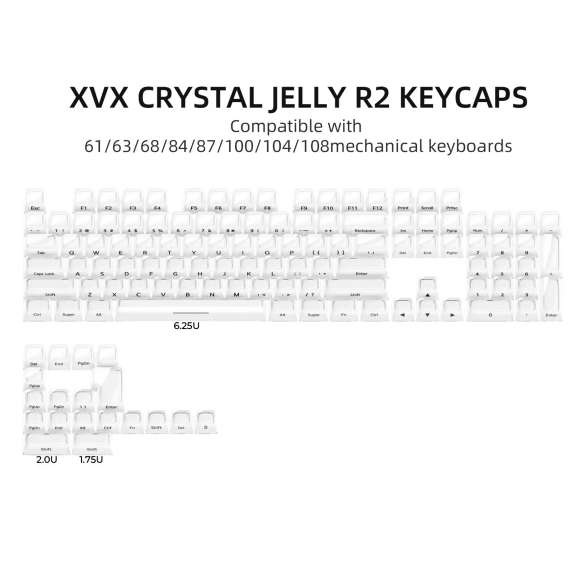 XVX Jelly R2 Side-Printed Translucent MDA Profile 122-Key Keycap Set