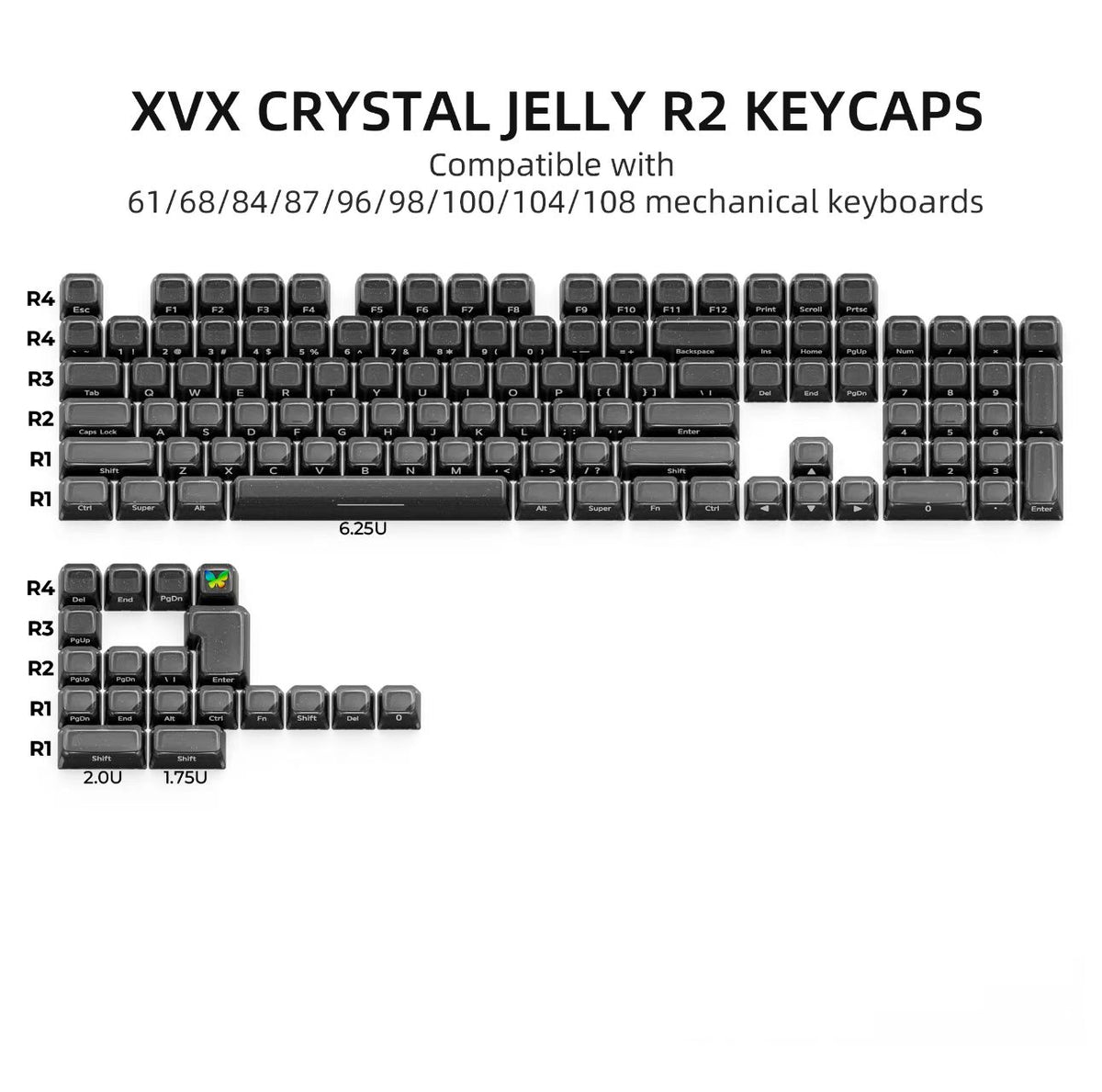 XVX Jelly R2 Side-Printed Translucent MDA Profile 122-Key Keycap Set