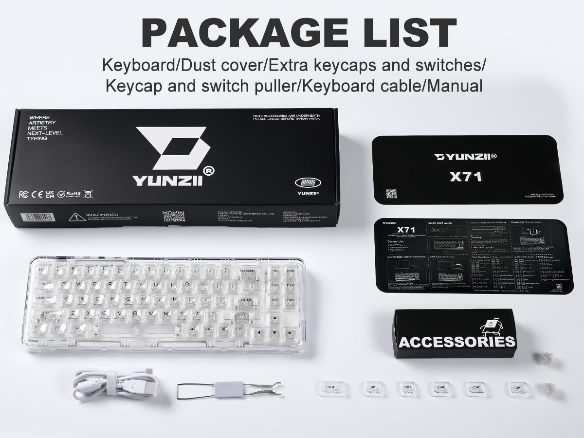 YUNZII X71 Transparent Wireless Mechanical Keyboard