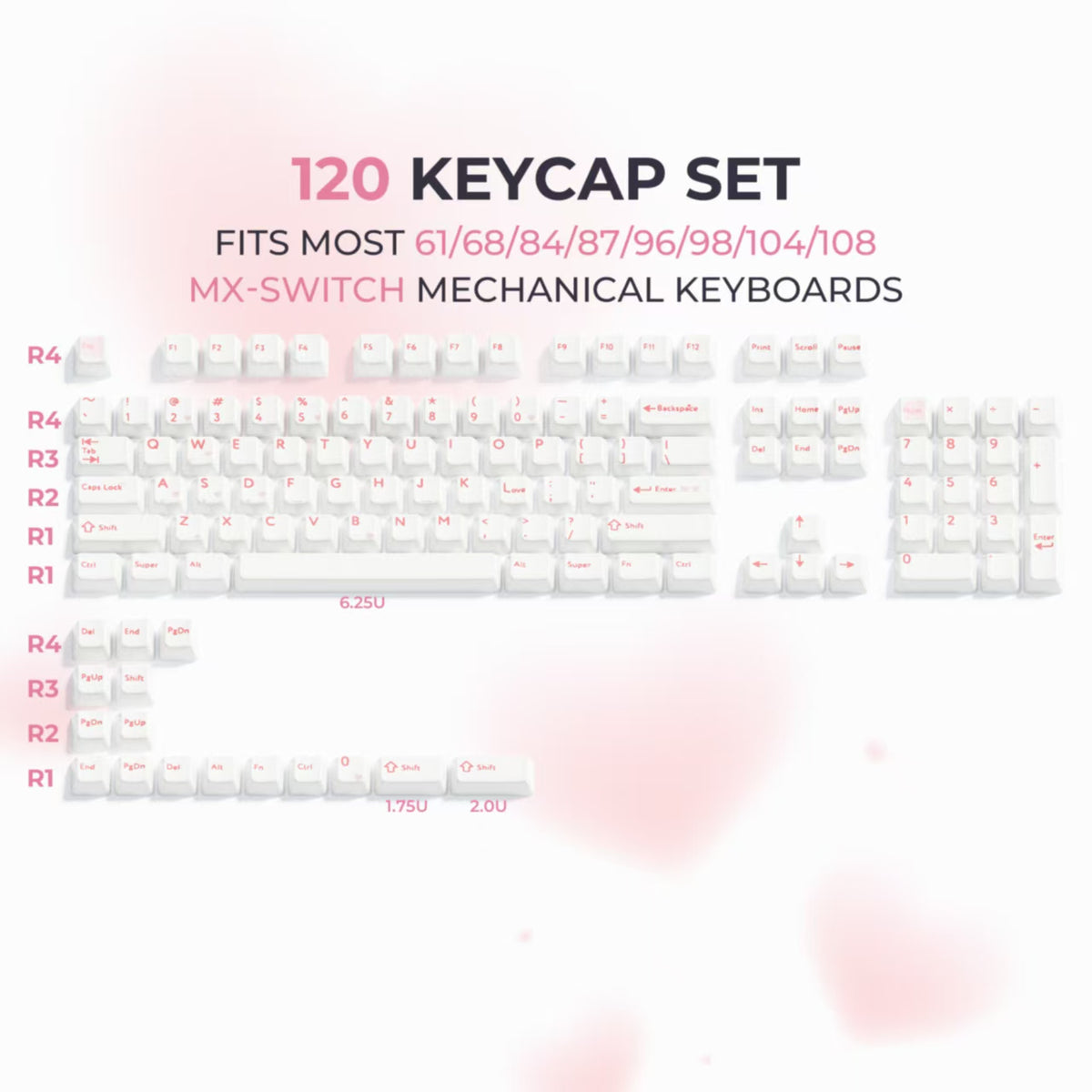 XVX Glaze Ceramic Cherry Profile 120-Key Full Keycap Set