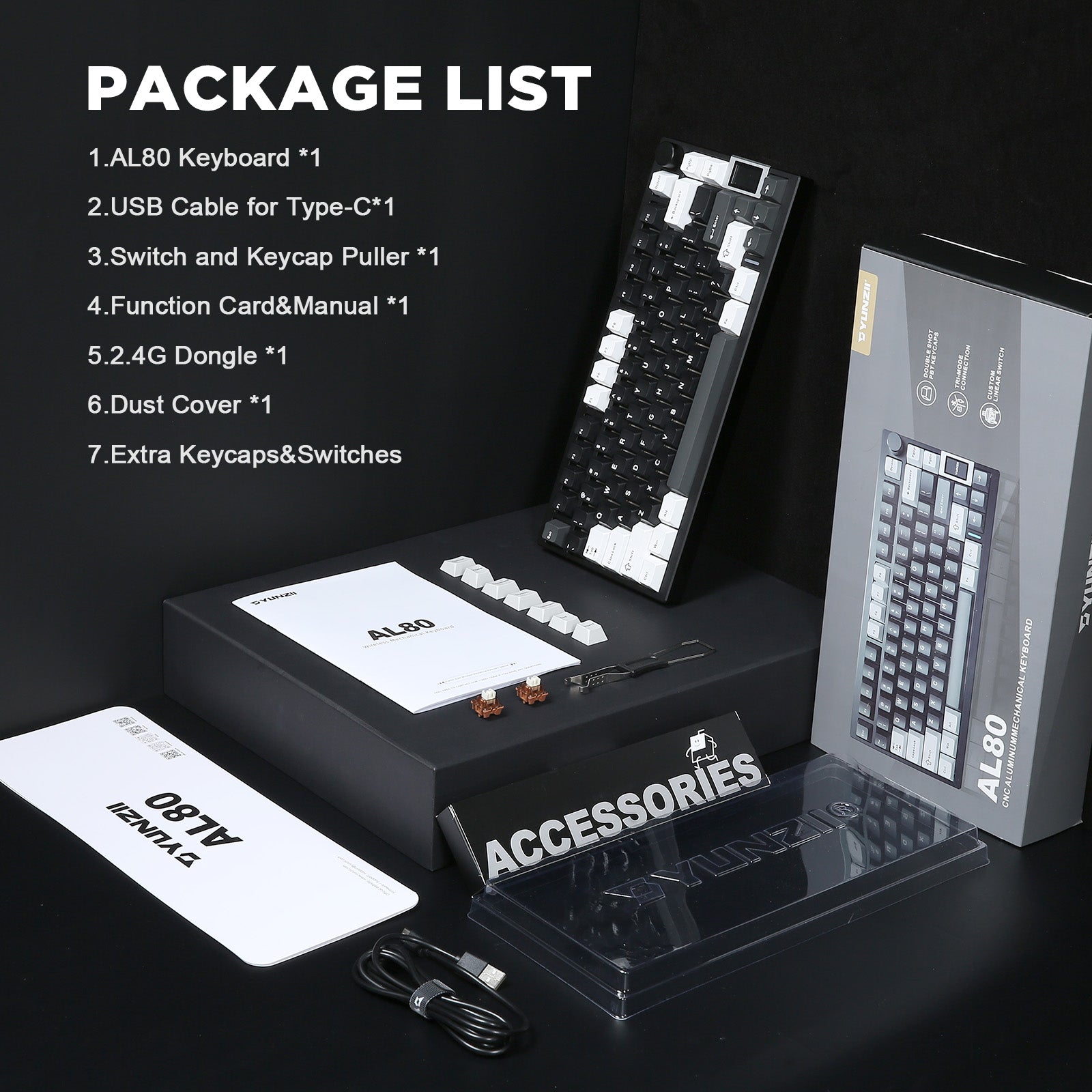 YUNZII AL80 QMK/VIA Aluminum LCD Mechanical Keyboard