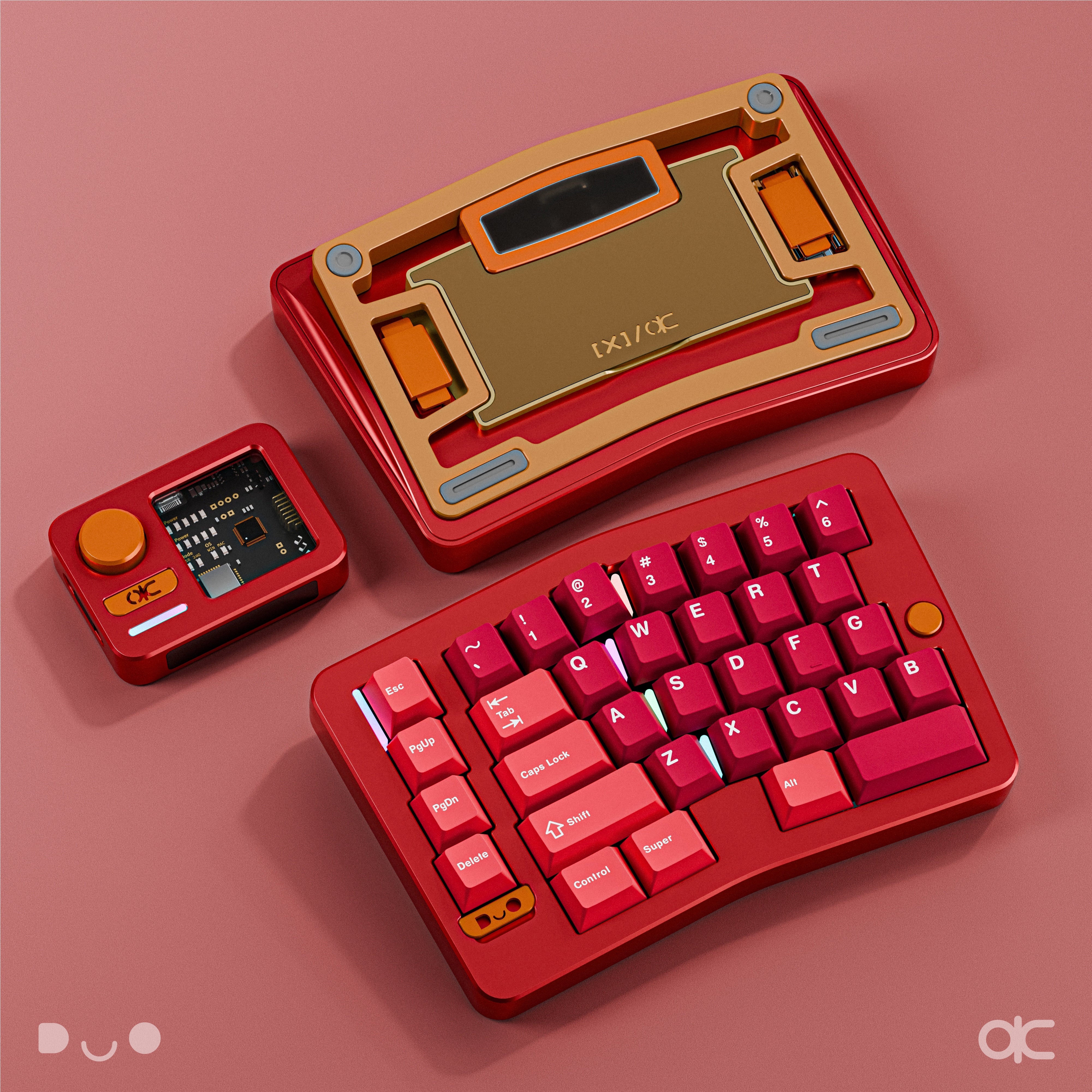 Qwertykeys QK Alice Duo - Split Ergonomic Mechanical Keyboard Red