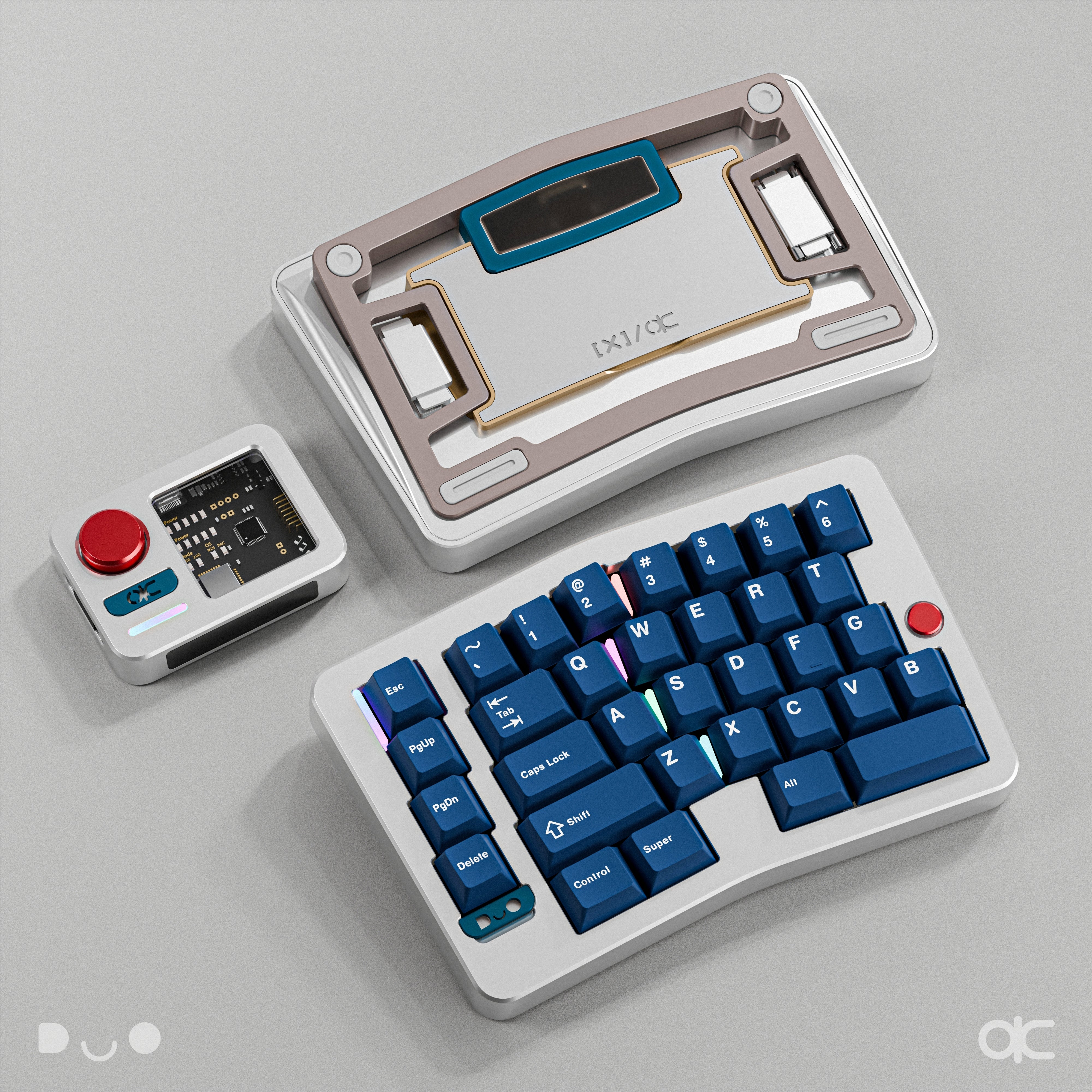 Qwertykeys QK Alice Duo - Split Ergonomic Mechanical Keyboard Silver