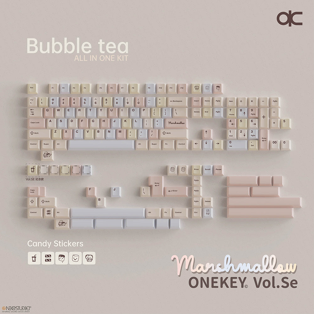 Qwertykeys QK Bubble Tea Marshmallow Keycap Set – Cherry Profile PBT Dye-Sub Keycaps