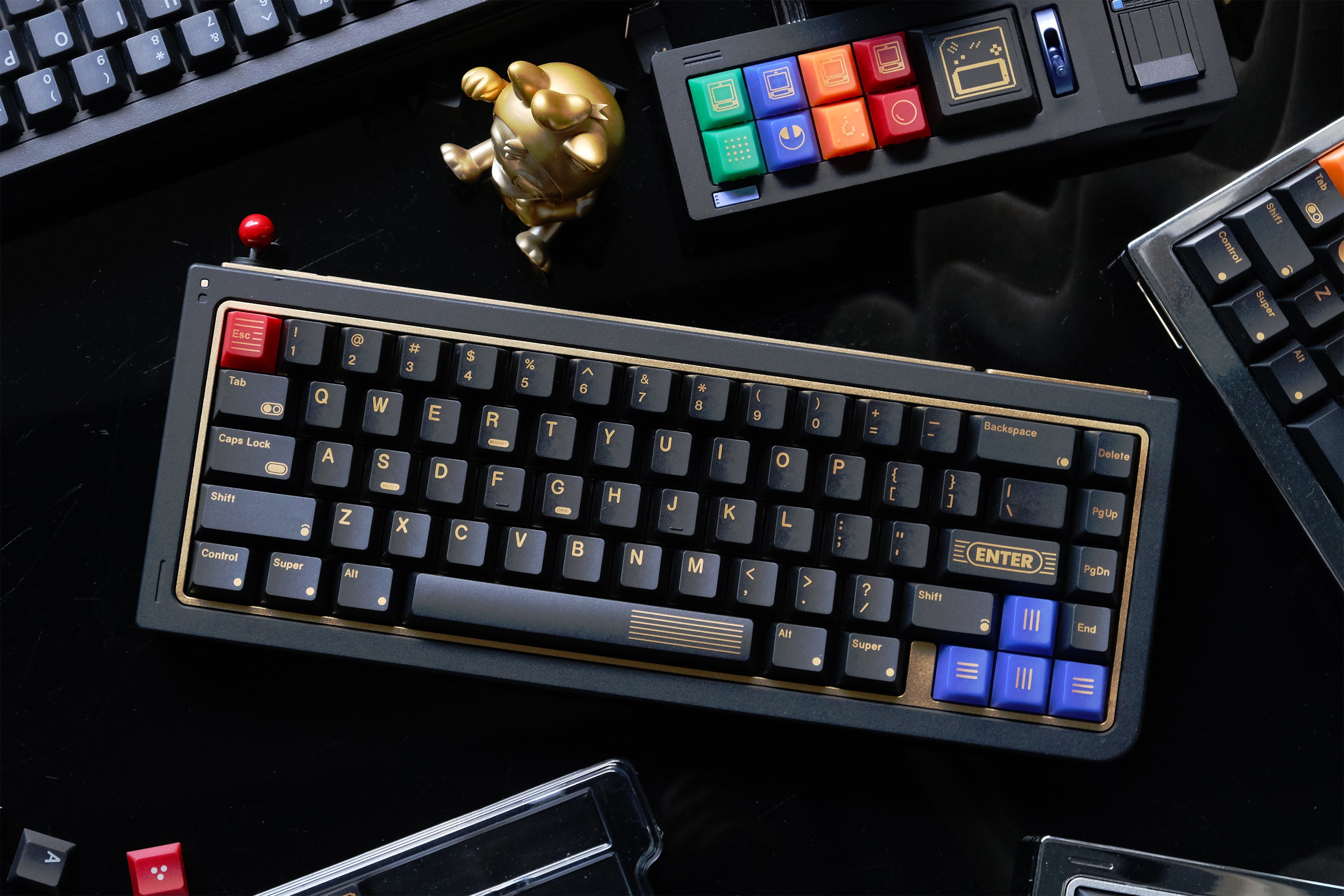 80Retros Game 1989 Keycaps Black and Gold – Cherry Profile