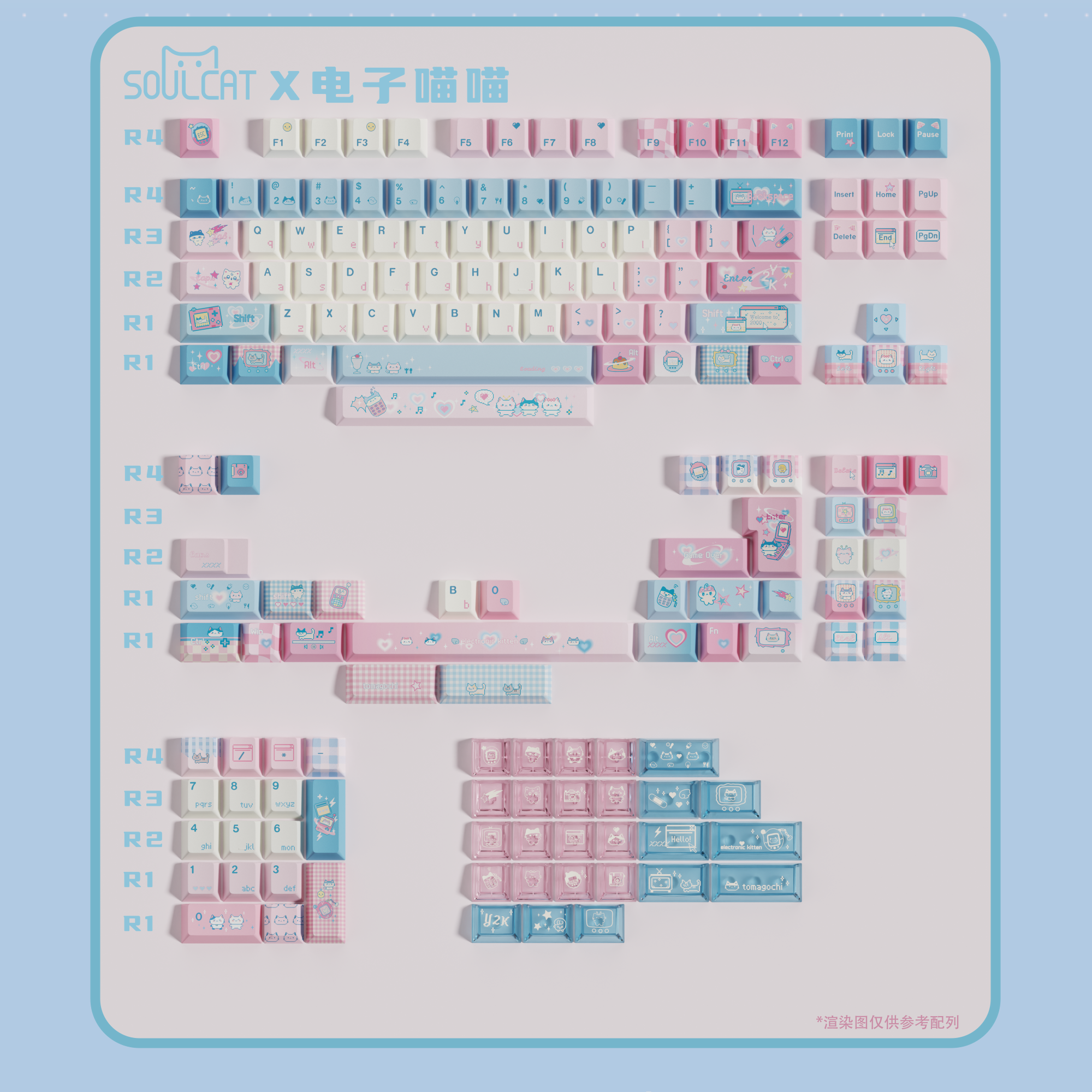 Soulcat Meow Meow Keycap Set PBT Cherry Profile