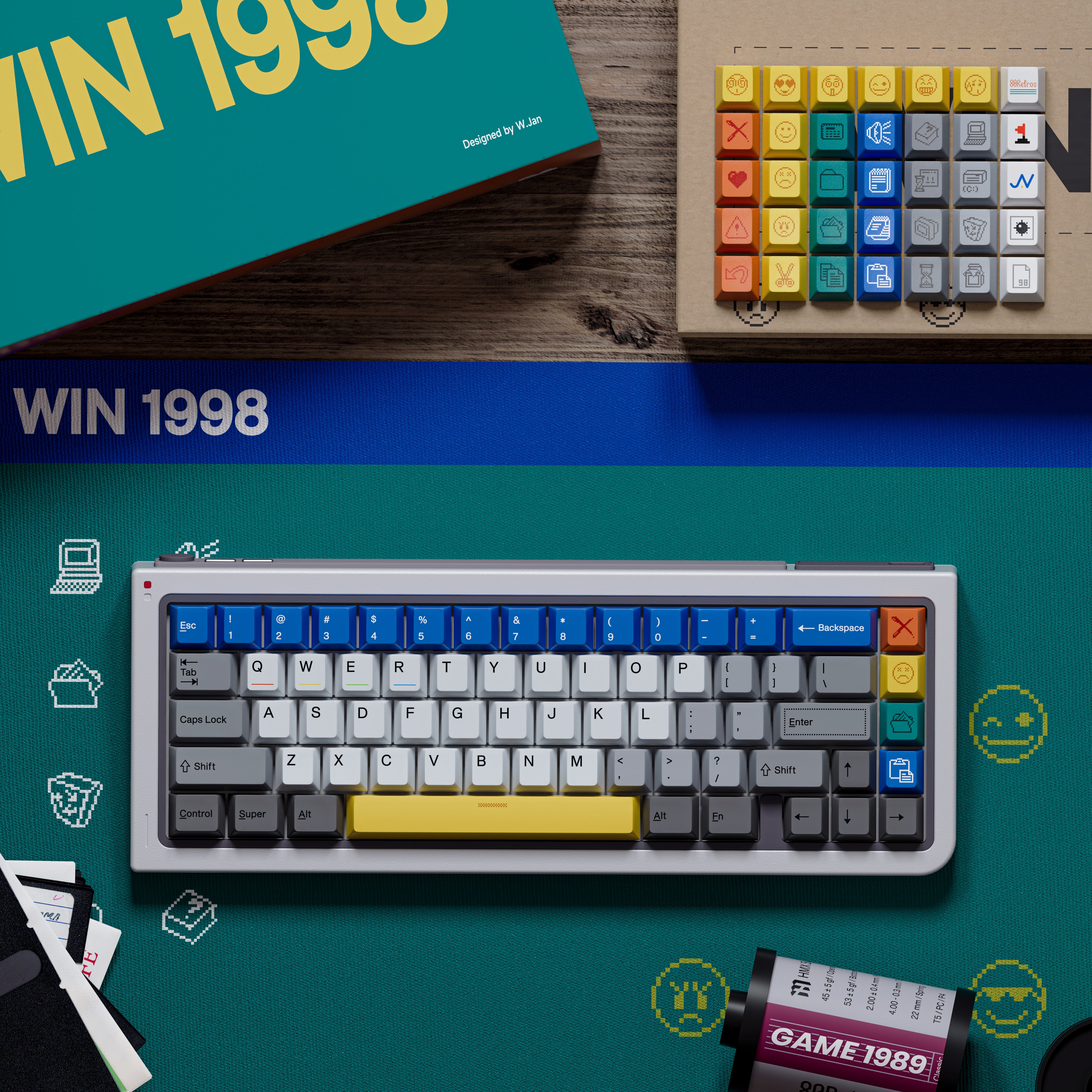 80Retros Win 1998 Keycaps – PBT Cherry Profile Keycap Set (All in One)