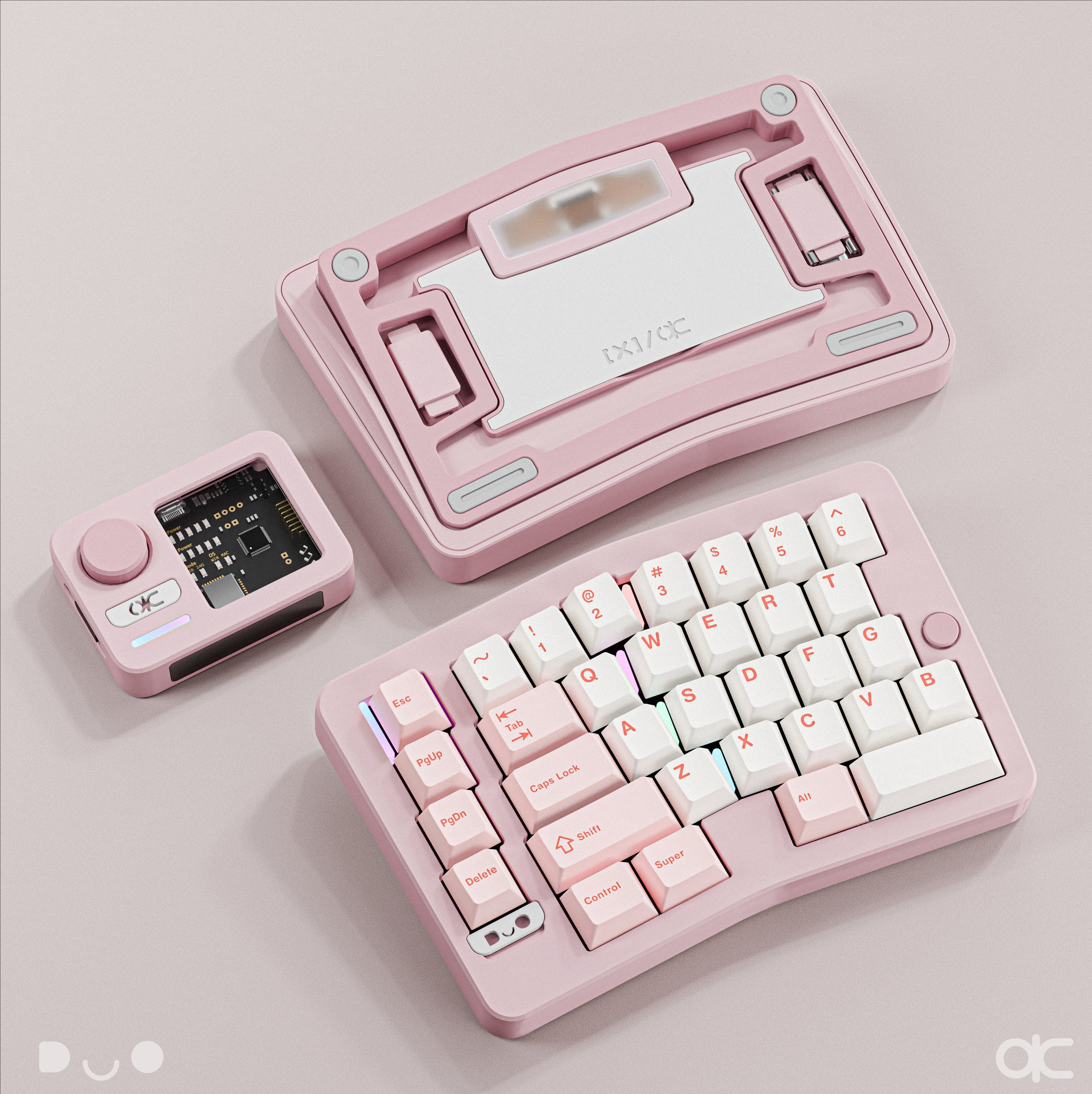 Qwertykeys QK Alice Duo - Split Ergonomic Mechanical Keyboard Pink