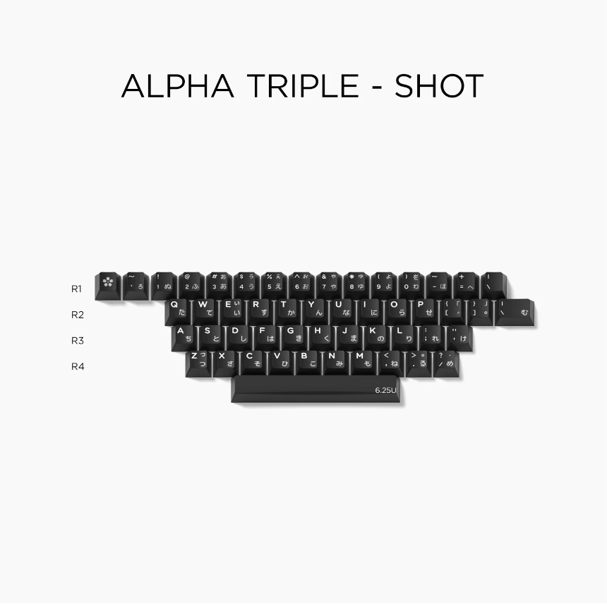 Domikey White On Black Cherry Profile Triple/Doubleshot ABS Keycap Set