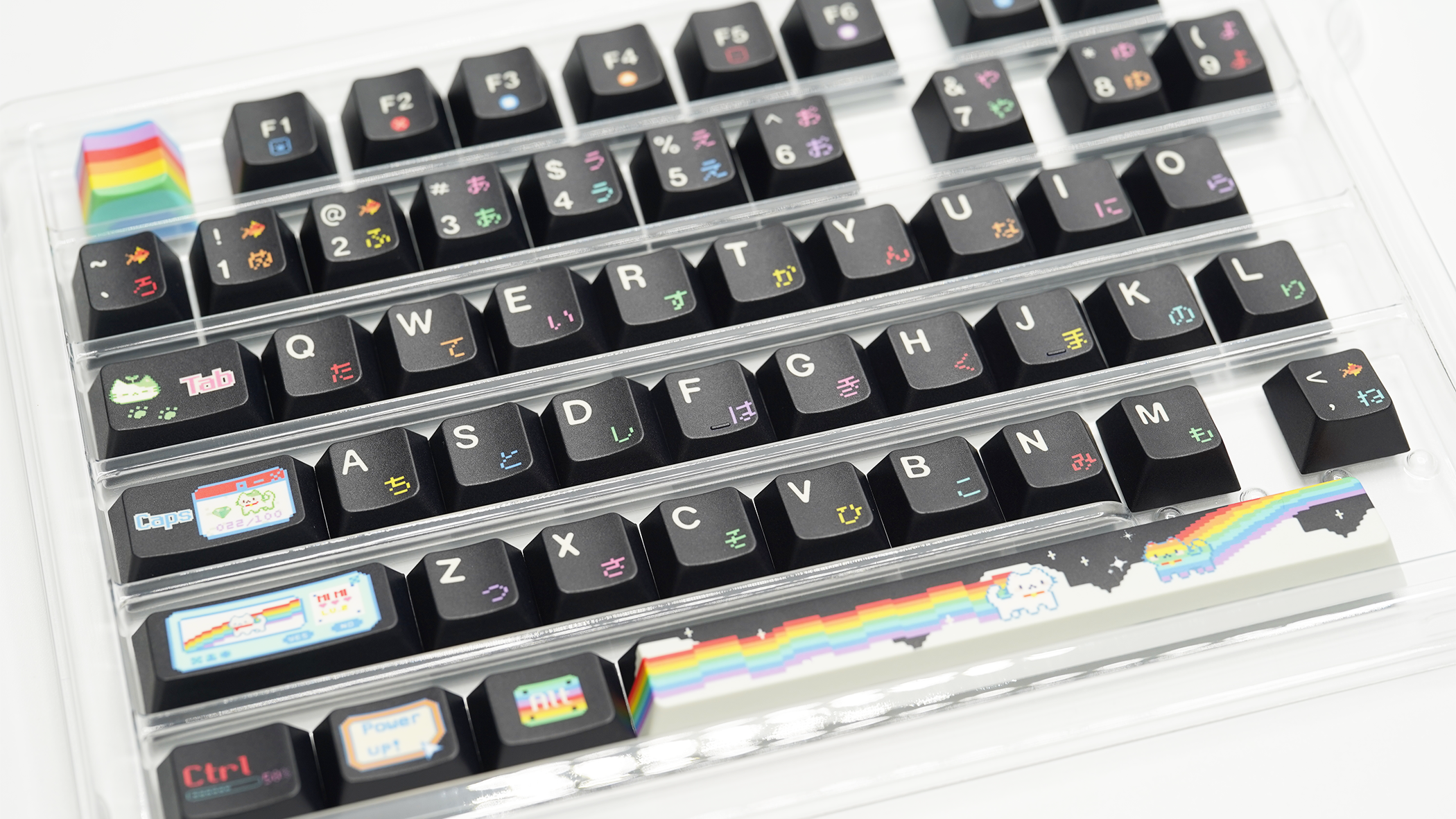 Soulcat Rainbow Kitty Keycap - PBT Cherry Profile All in One Set