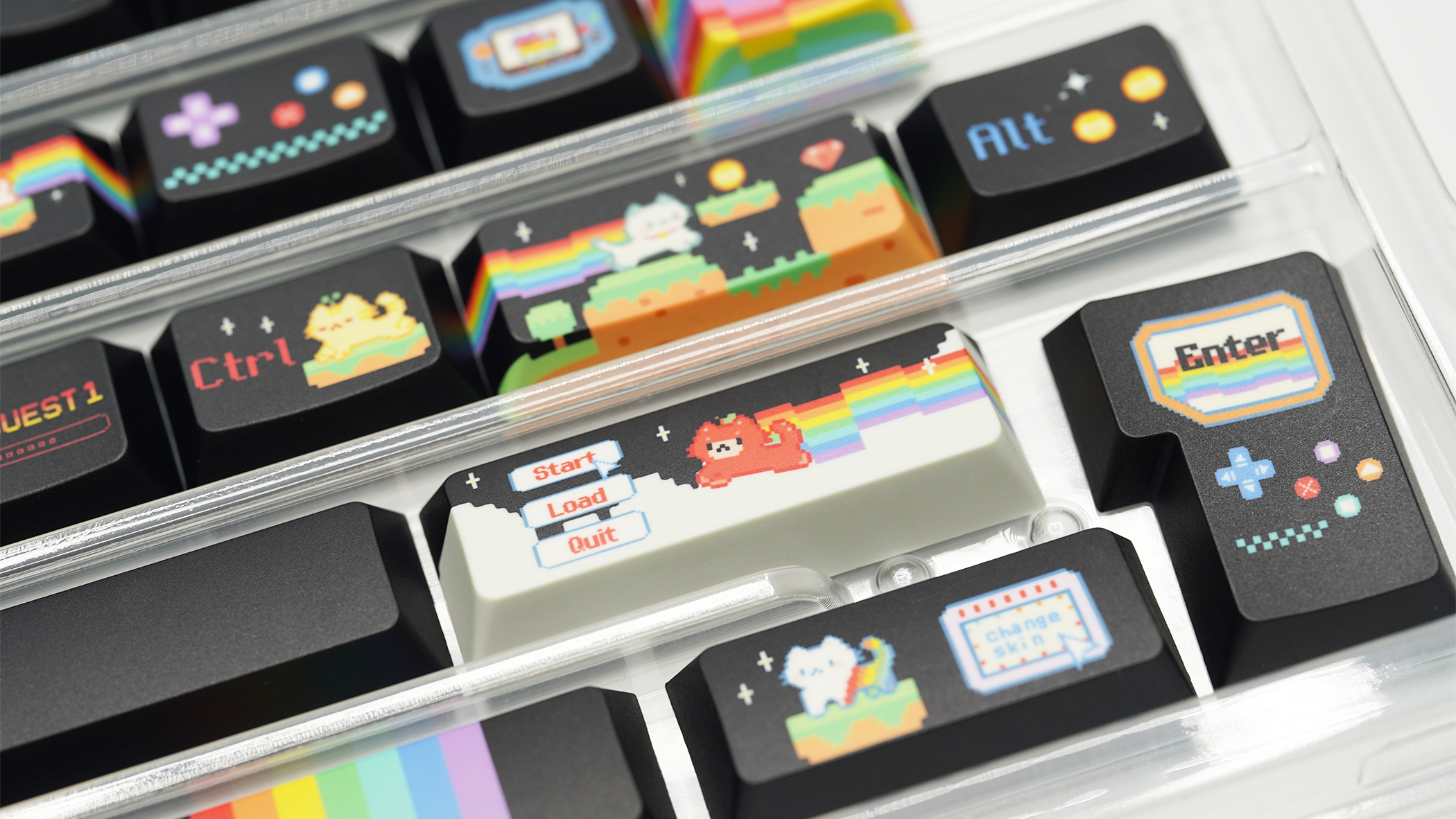 Soulcat Rainbow Kitty Keycap - PBT Cherry Profile All in One Set