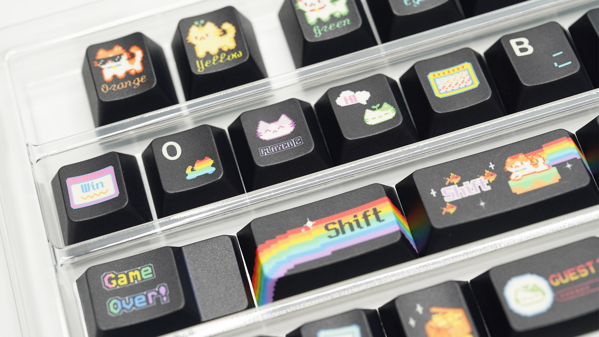 Soulcat Rainbow Kitty Keycap - PBT Cherry Profile All in One Set