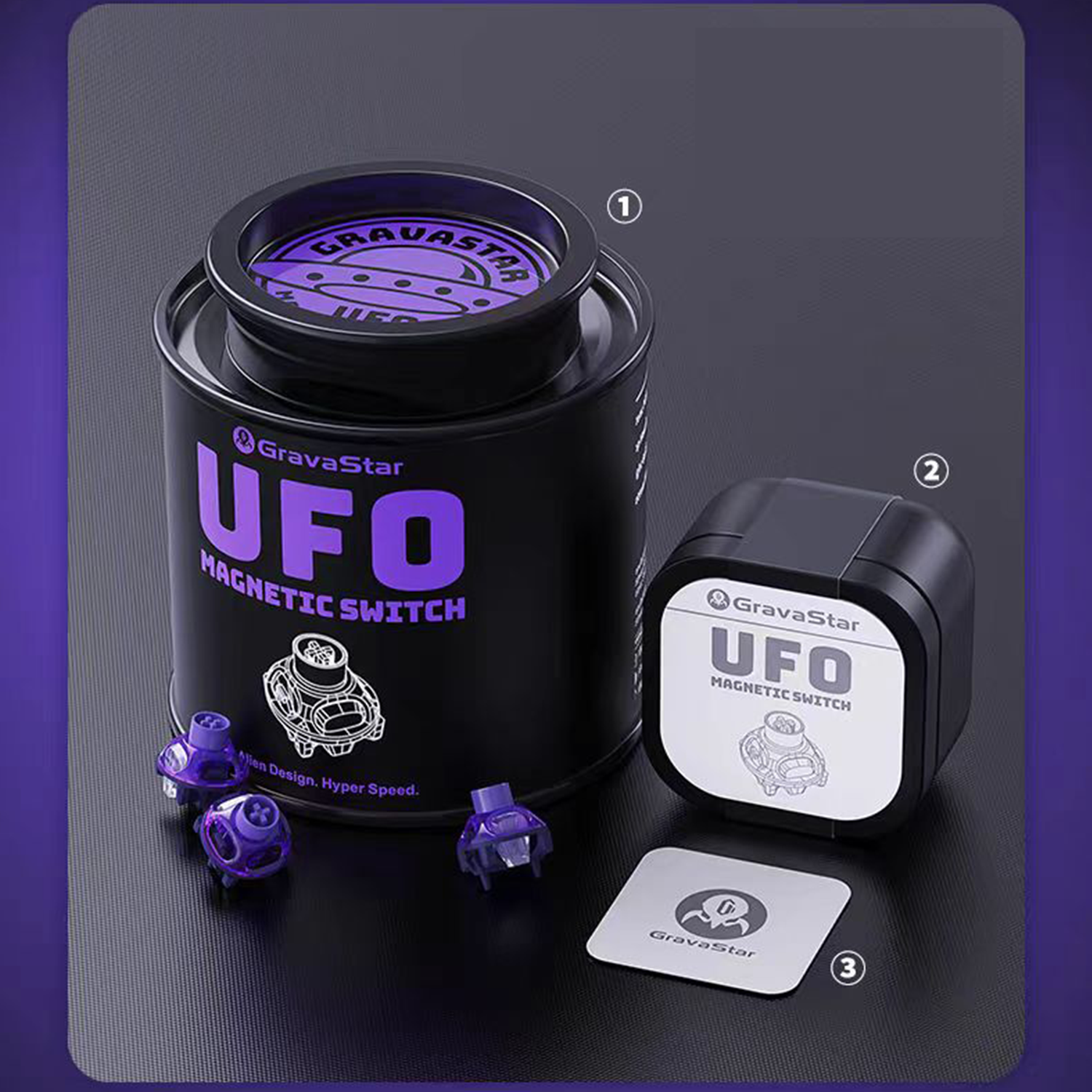 Gravastar Purple Phantom UFO Magnetic Linear Switches (10PCS)