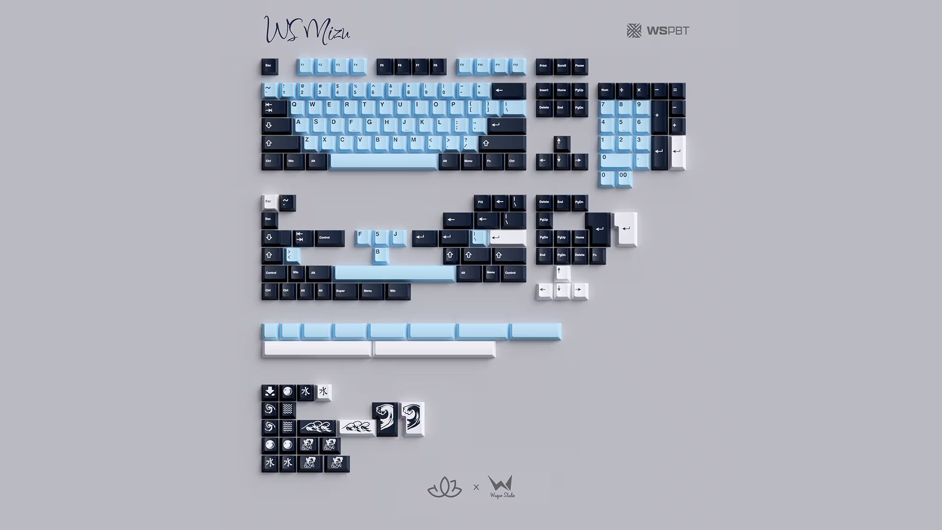WS Mizu Keycaps Doubleshot PBT Cherry Profile
