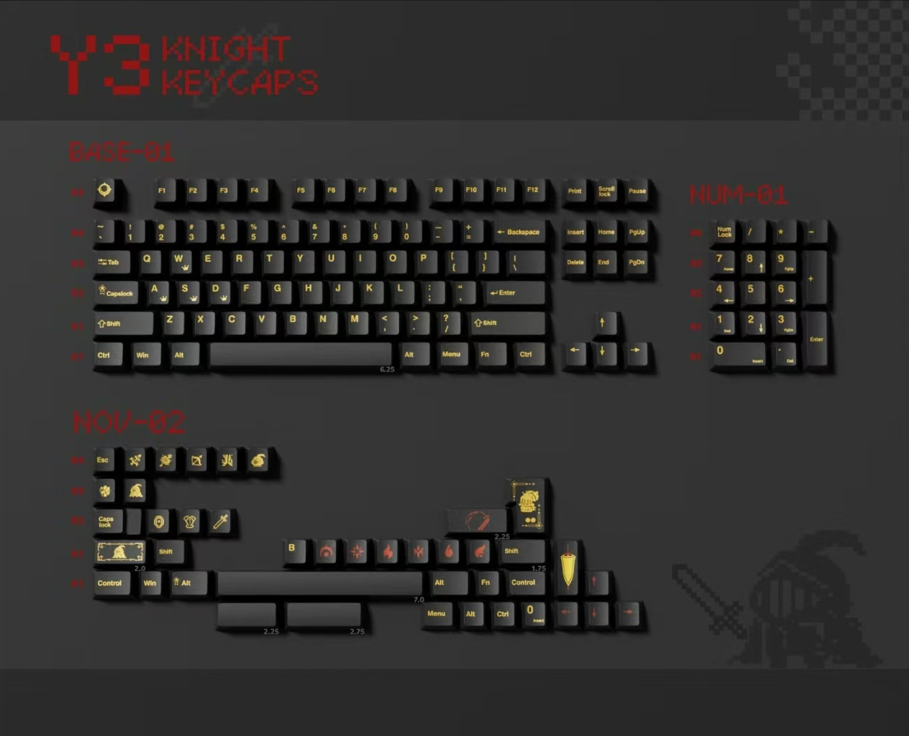 MZ Y3 Knight Keycap - Cherry Profile ABS All in One Set