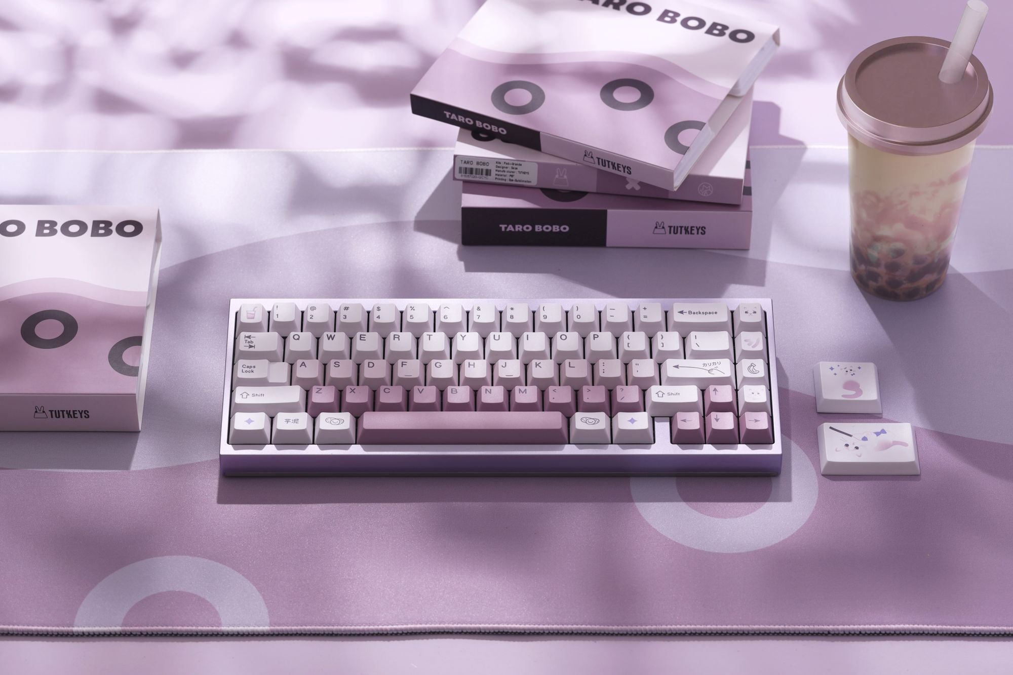 Tutkeys Taro Bobo Keycaps - PBT Dye-Sub Keycap Cherry Profile All In One