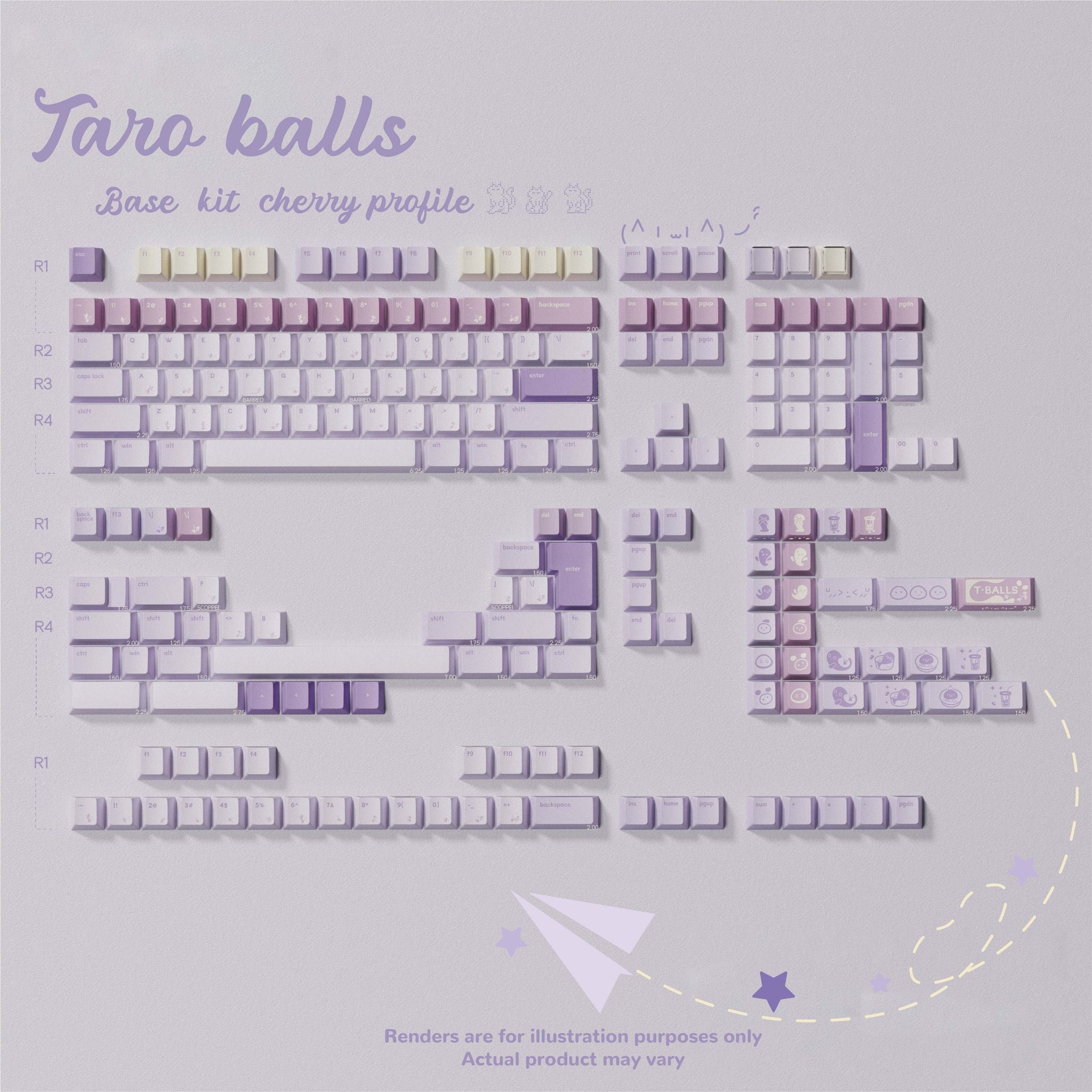 Qwertykeys QK Taro balls Keycap Set – Cherry Profile PBT Dye-Sub Keycaps