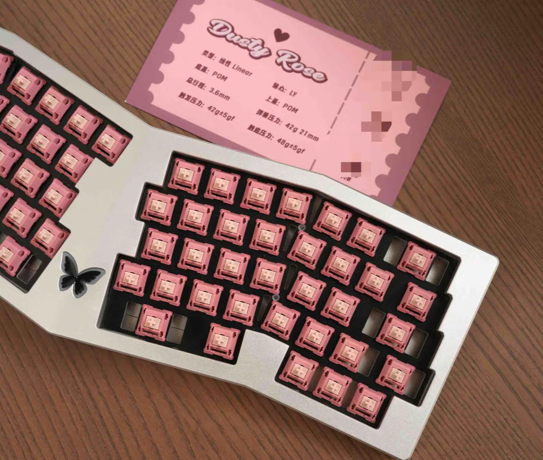 BSUN Dusty Rose Linear Switches – Full POM Thocky & Creamy Experience