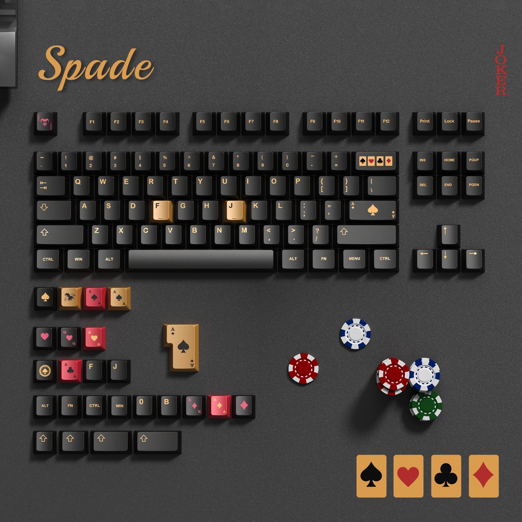 Womier Spade Cherry Profile Metallic Coating Keycap Set
