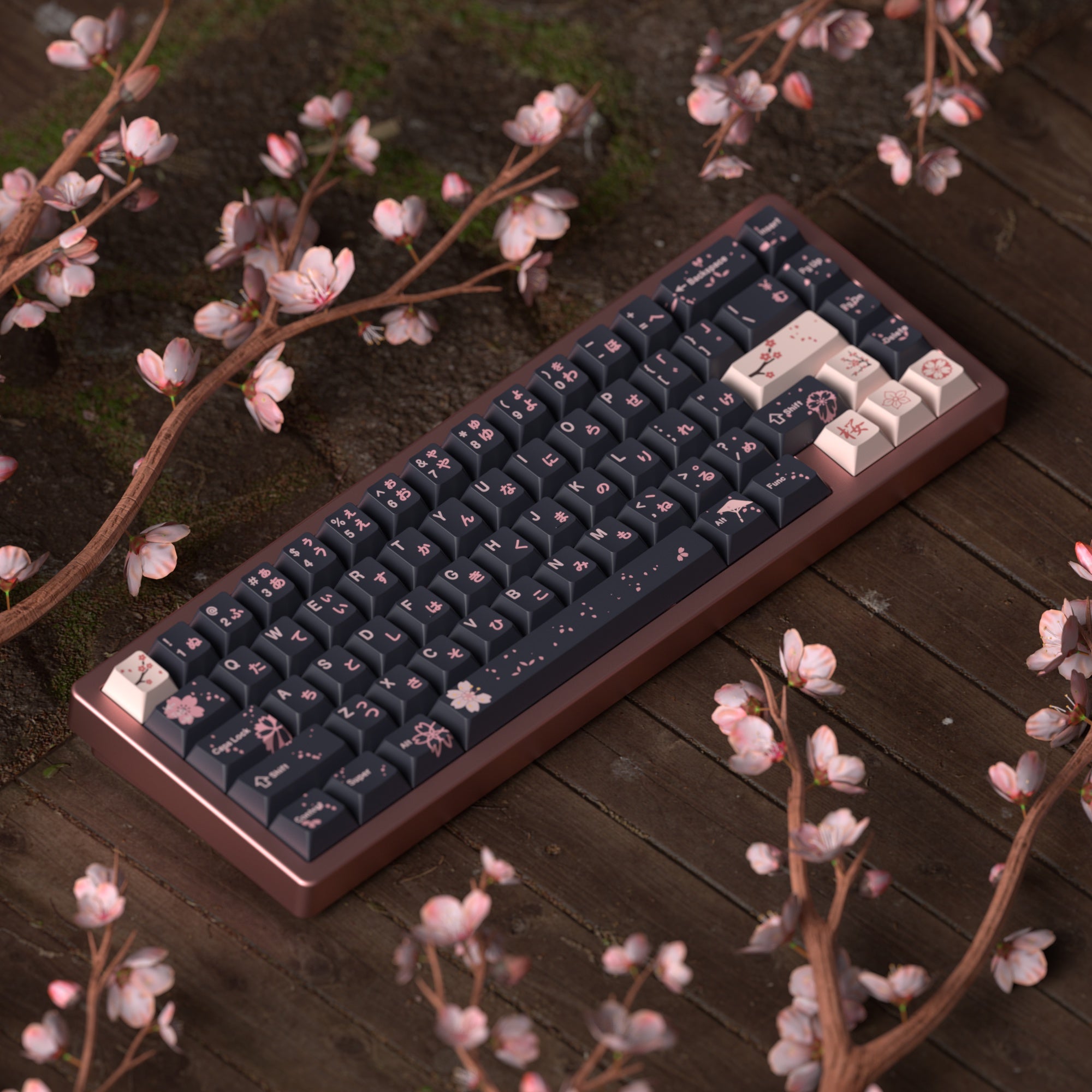 JKDK Midnight Sakura Blossom Profile PBT Keycap Set