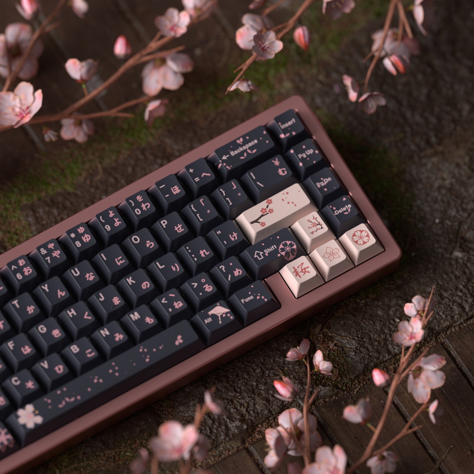 JKDK Midnight Sakura Blossom Profile PBT Keycap Set
