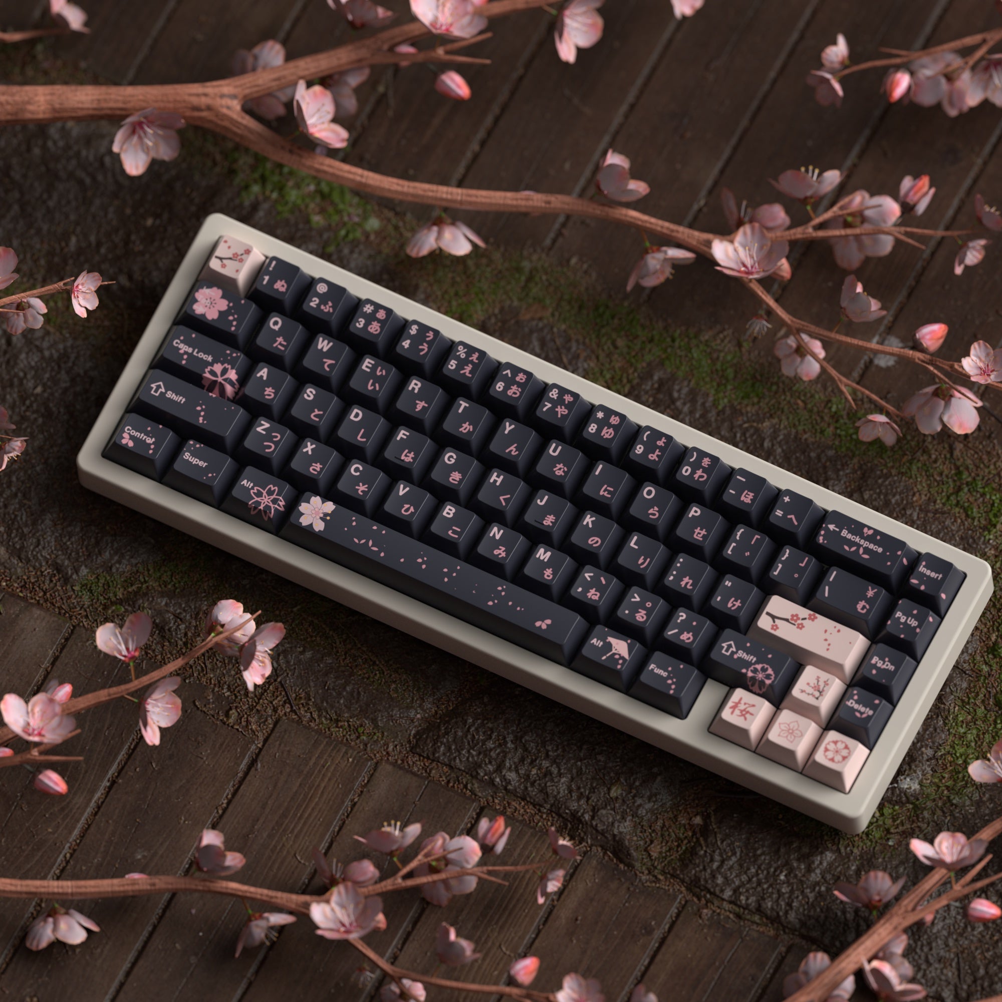 JKDK Midnight Sakura Blossom Profile PBT Keycap Set