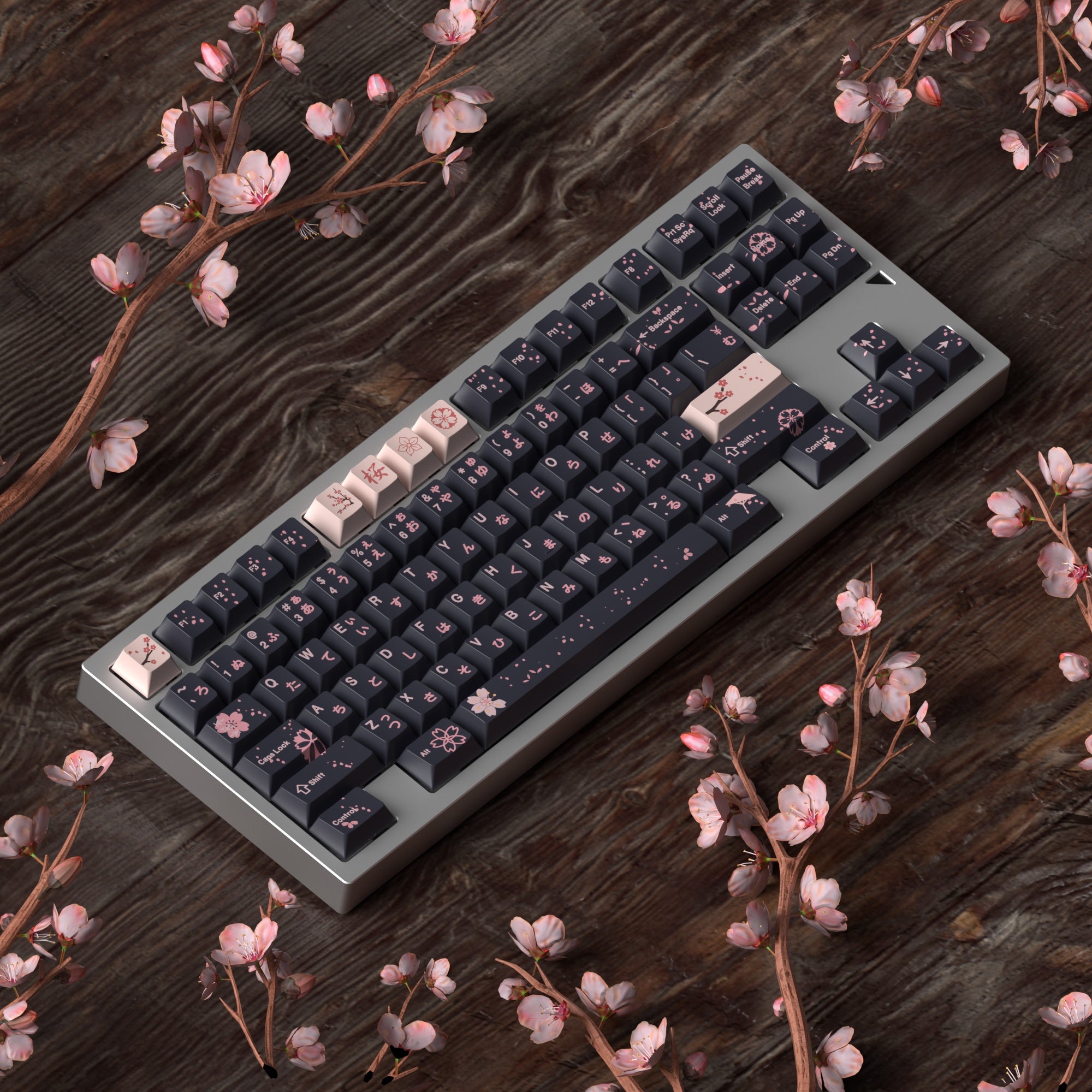 JKDK Midnight Sakura Blossom Profile PBT Keycap Set