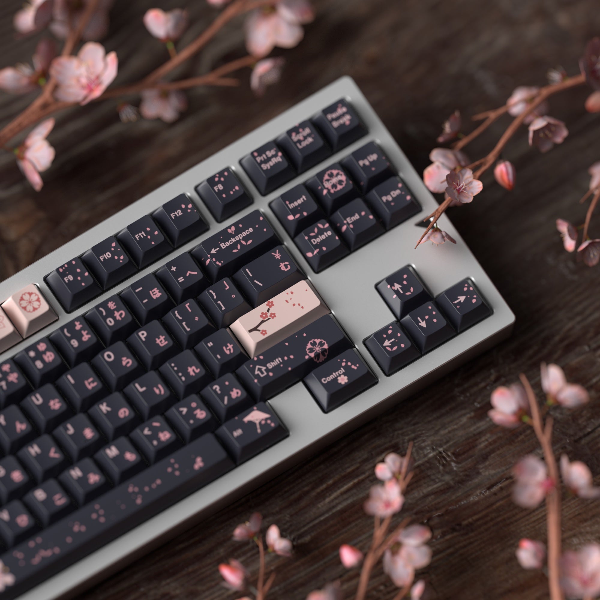 JKDK Midnight Sakura Blossom Profile PBT Keycap Set