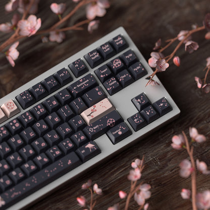 JKDK Midnight Sakura Blossom Profile PBT Keycap Set