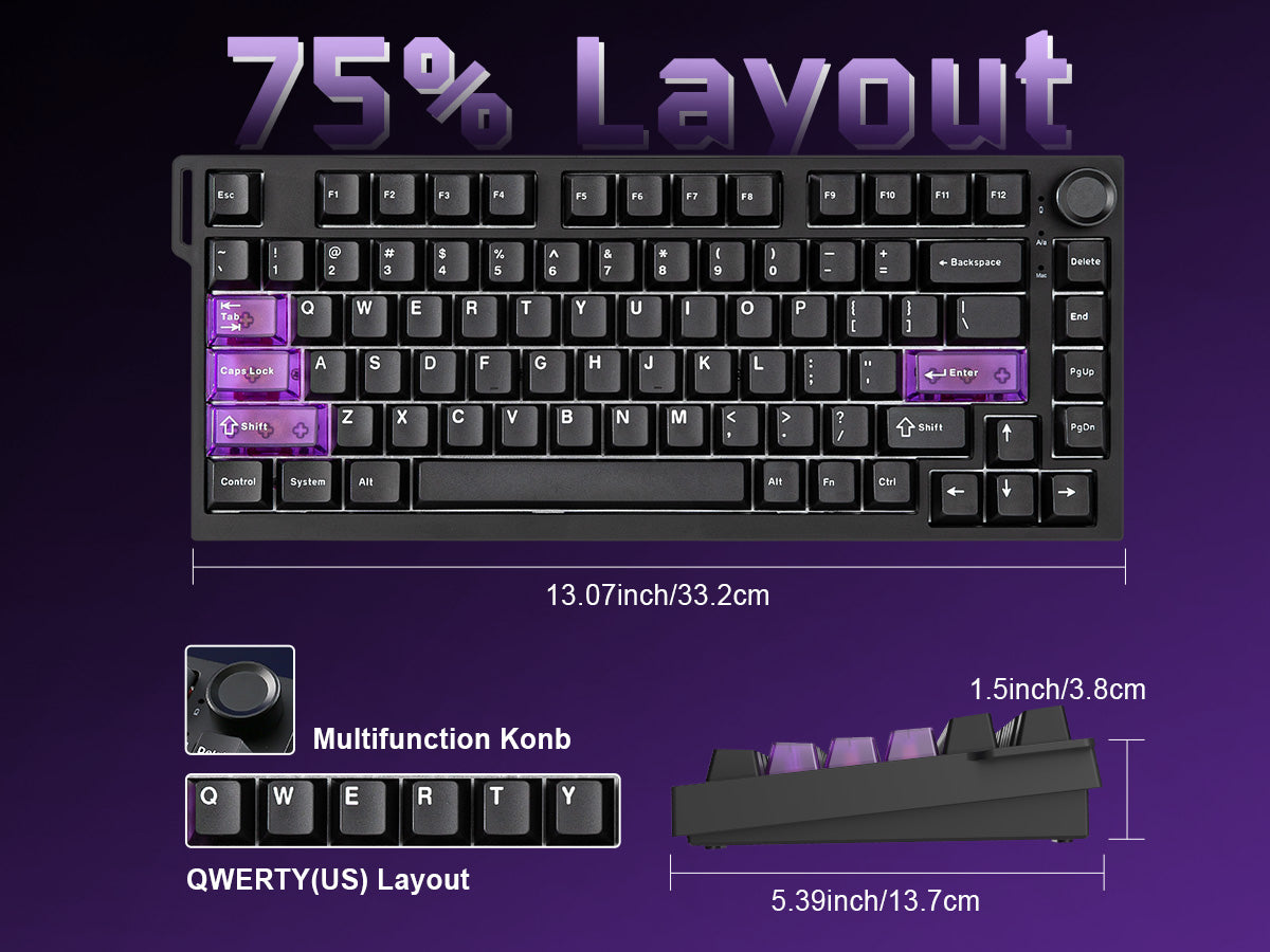 YUNZII RT75 PRO Dual-8K Rapid Trigger Wireless Gaming Magnetic Keyboard