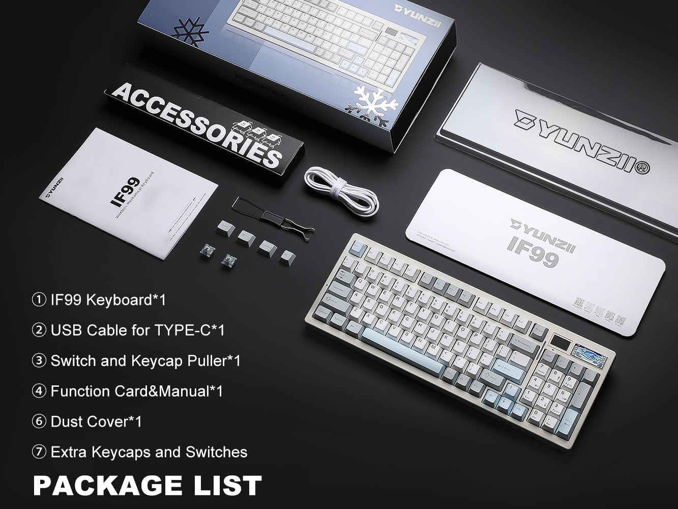 YUNZII IF99 QMK/VIA Full Size LCD Mechanical Keyboard