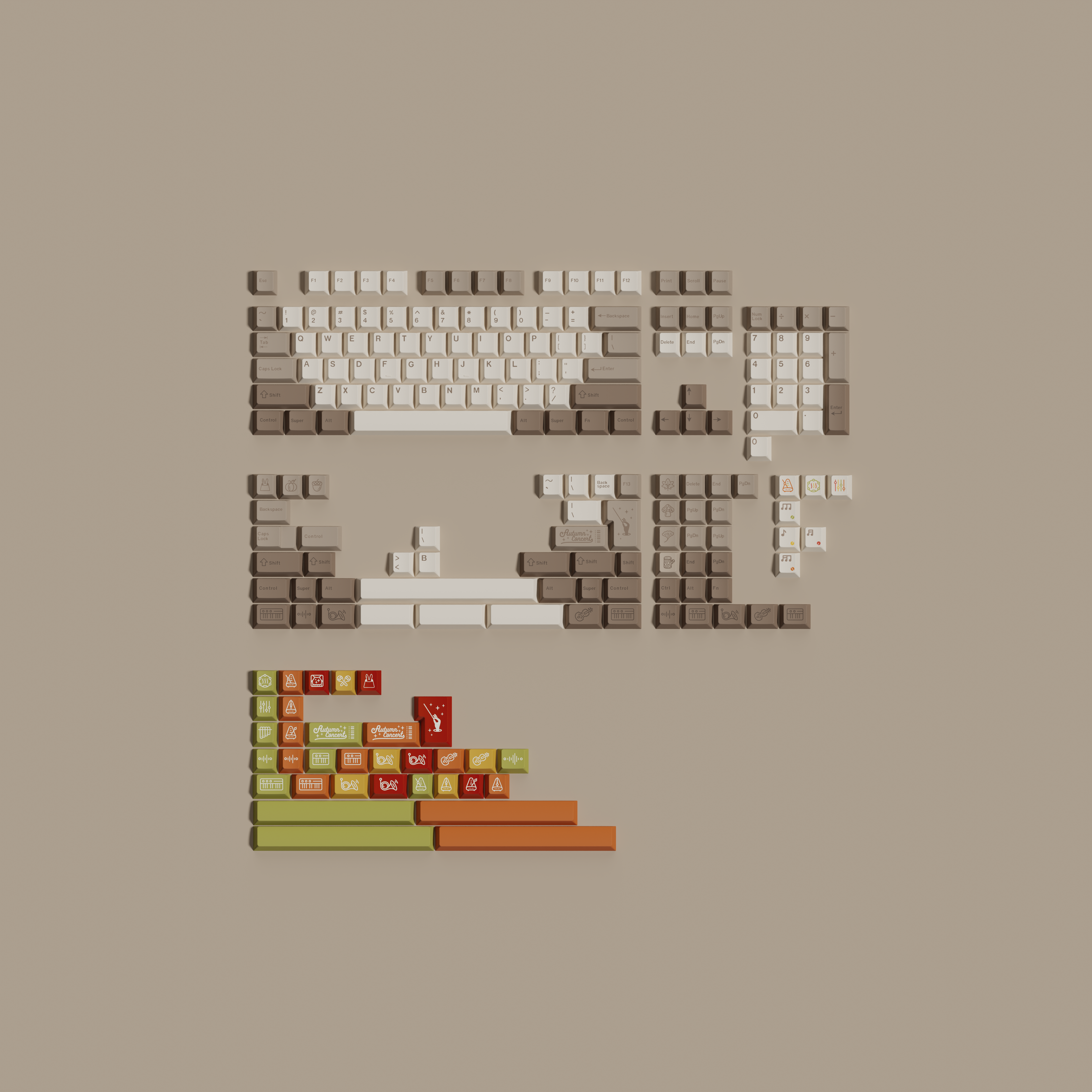 Tutkeys Autumn Concert Keycaps - PBT Dye-Sub Keycap Cherry Profile Keycap Set Full Size