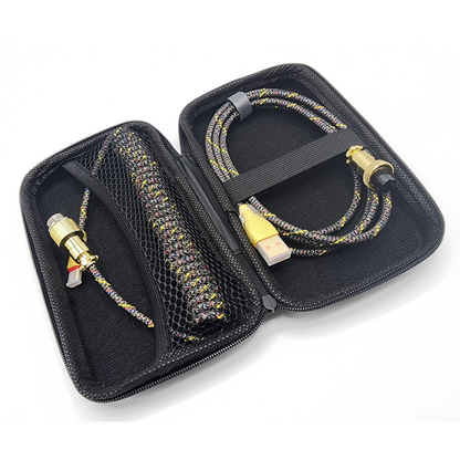 Obsidian Gold Custom Coiled Aviator Artisan USB-C Cable (Cable Pouch Included)