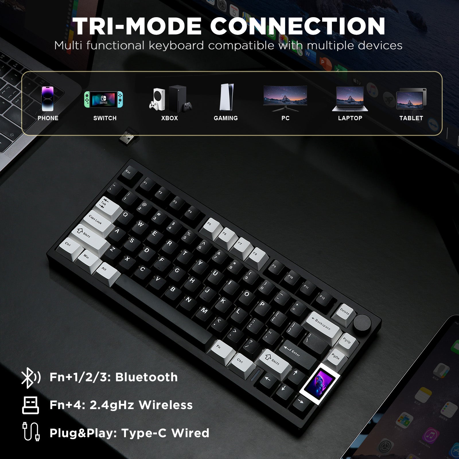 YUNZII AL80 QMK/VIA Aluminum LCD Mechanical Keyboard