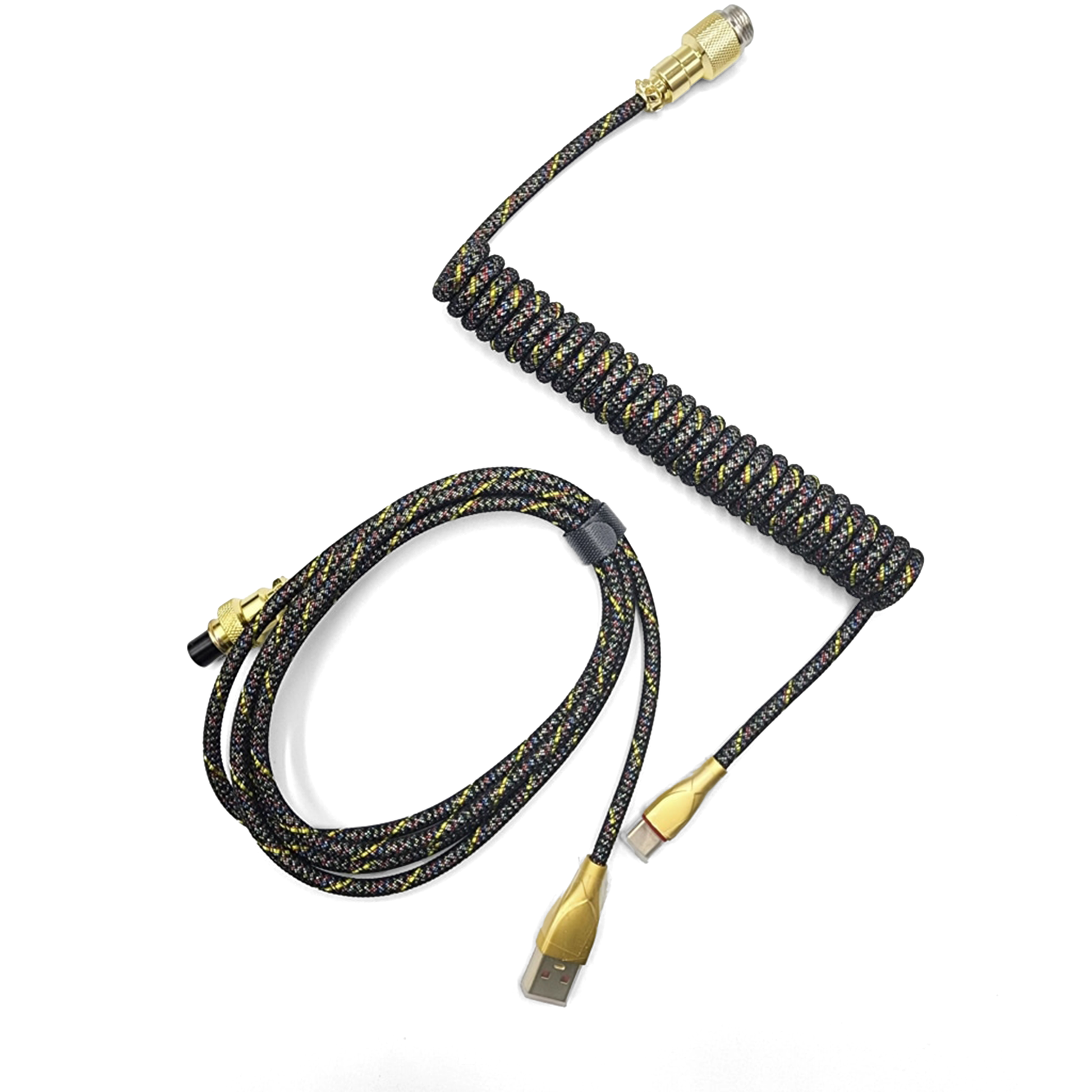 Obsidian Gold Custom Coiled Aviator Artisan USB-C Cable (Cable Pouch Included)