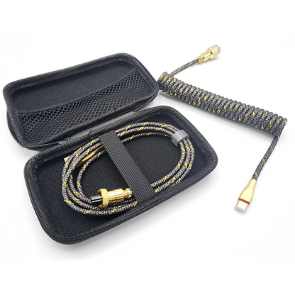 Obsidian Gold Custom Coiled Aviator Artisan USB-C Cable (Cable Pouch Included)