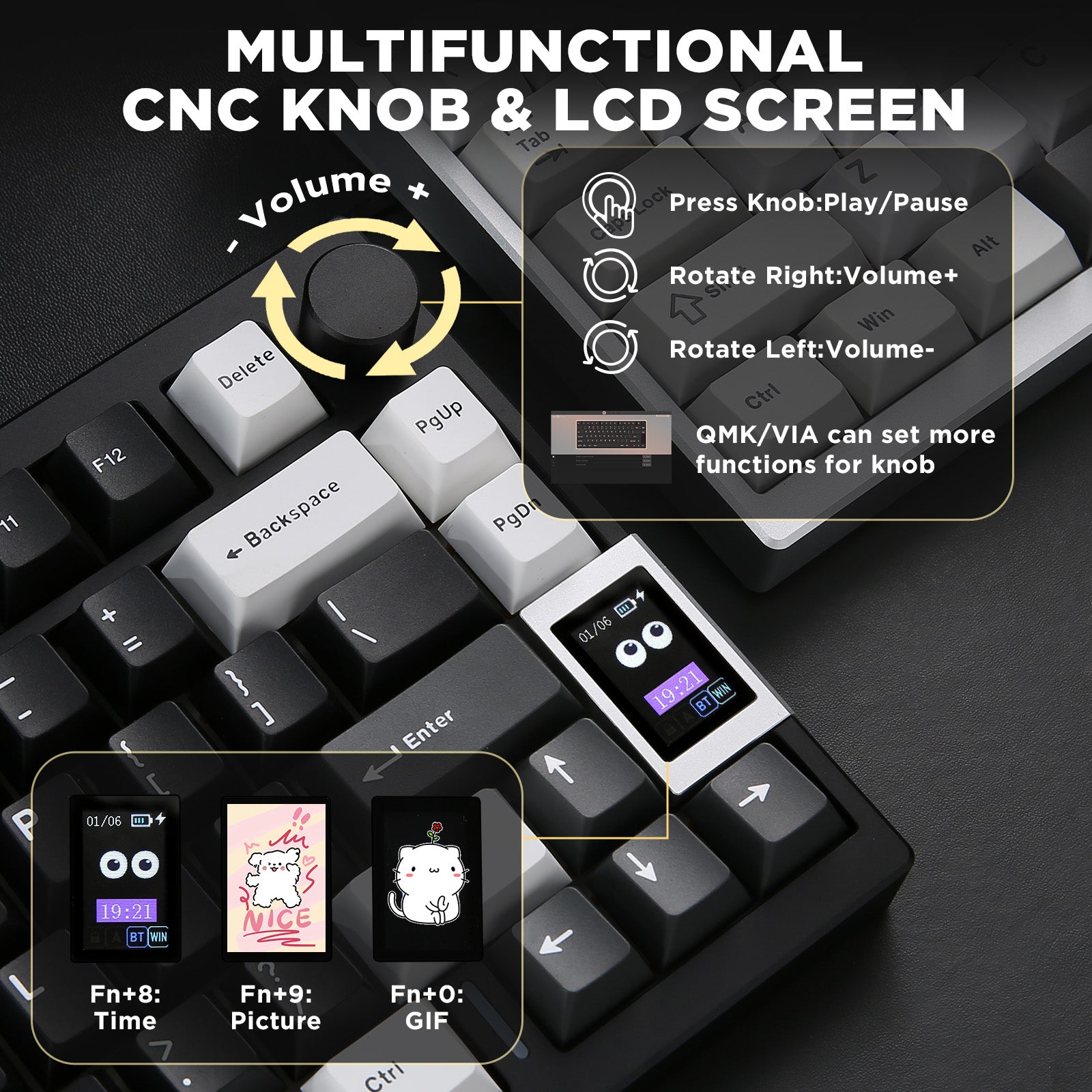 YUNZII AL80 QMK/VIA Aluminum LCD Mechanical Keyboard
