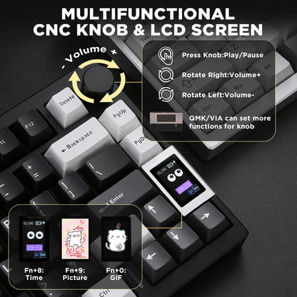 YUNZII AL80 QMK/VIA Aluminum LCD Mechanical Keyboard